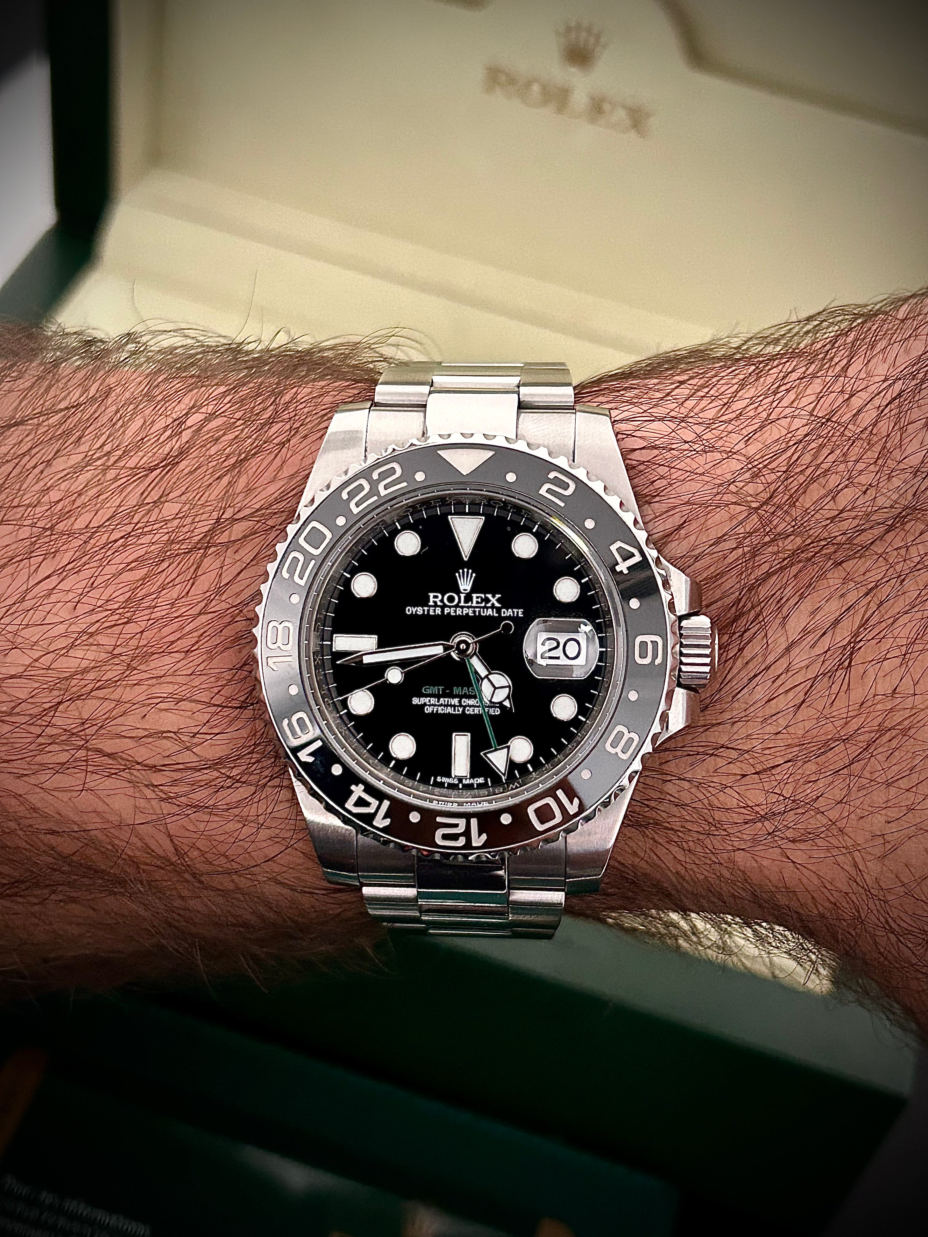 2014 ROLEX GMT MASTER II, 116710LN, FULL SET, INC GST