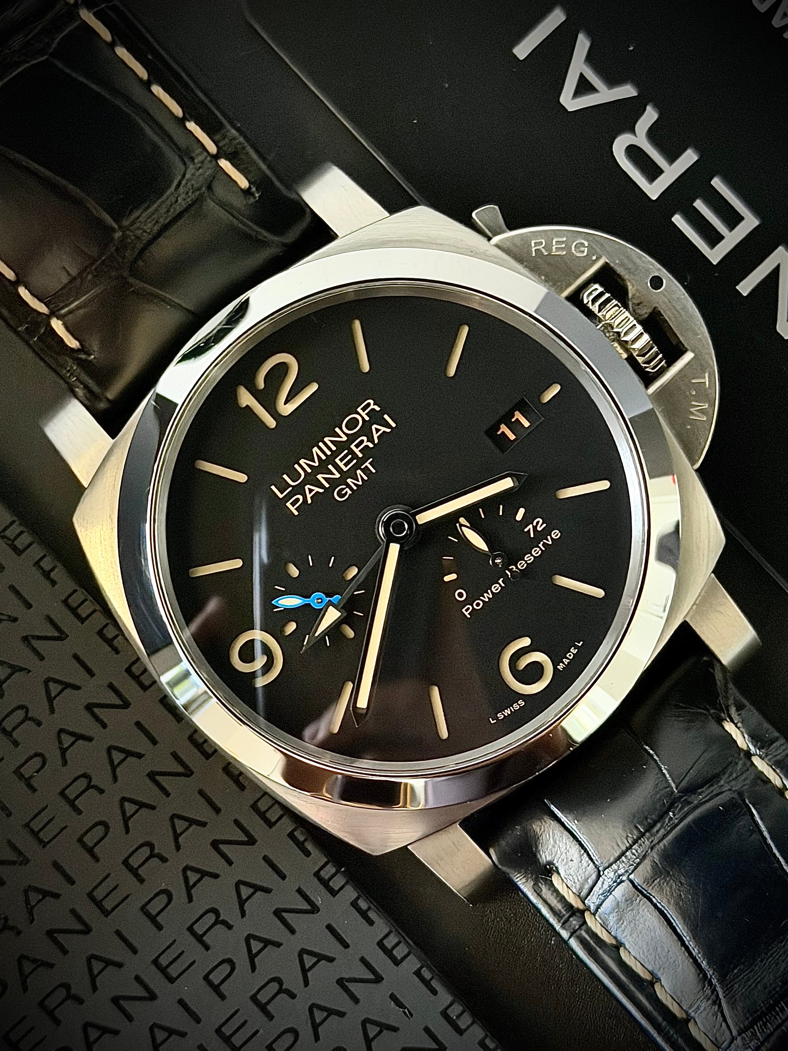 2021 PANERAI LUMINOR 1950 3 DAYS GMT POWER RESERVE, PAM01321, OEM BRACELET + ORIGINAL INVOICE, INC GST