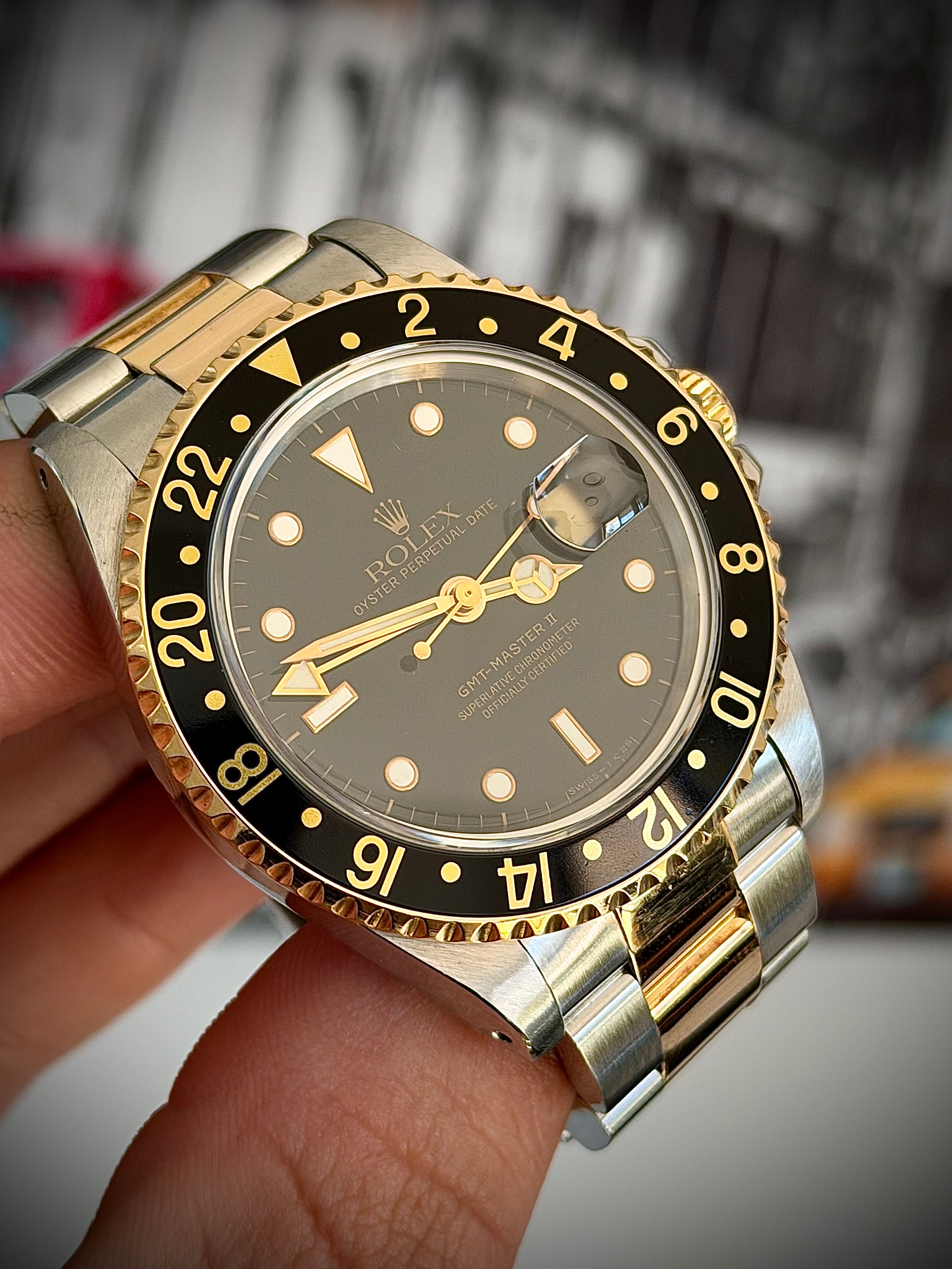 1993 ROLEX GMT-MASTER II, TWO TONE, 16713, FULL SET, INC GST