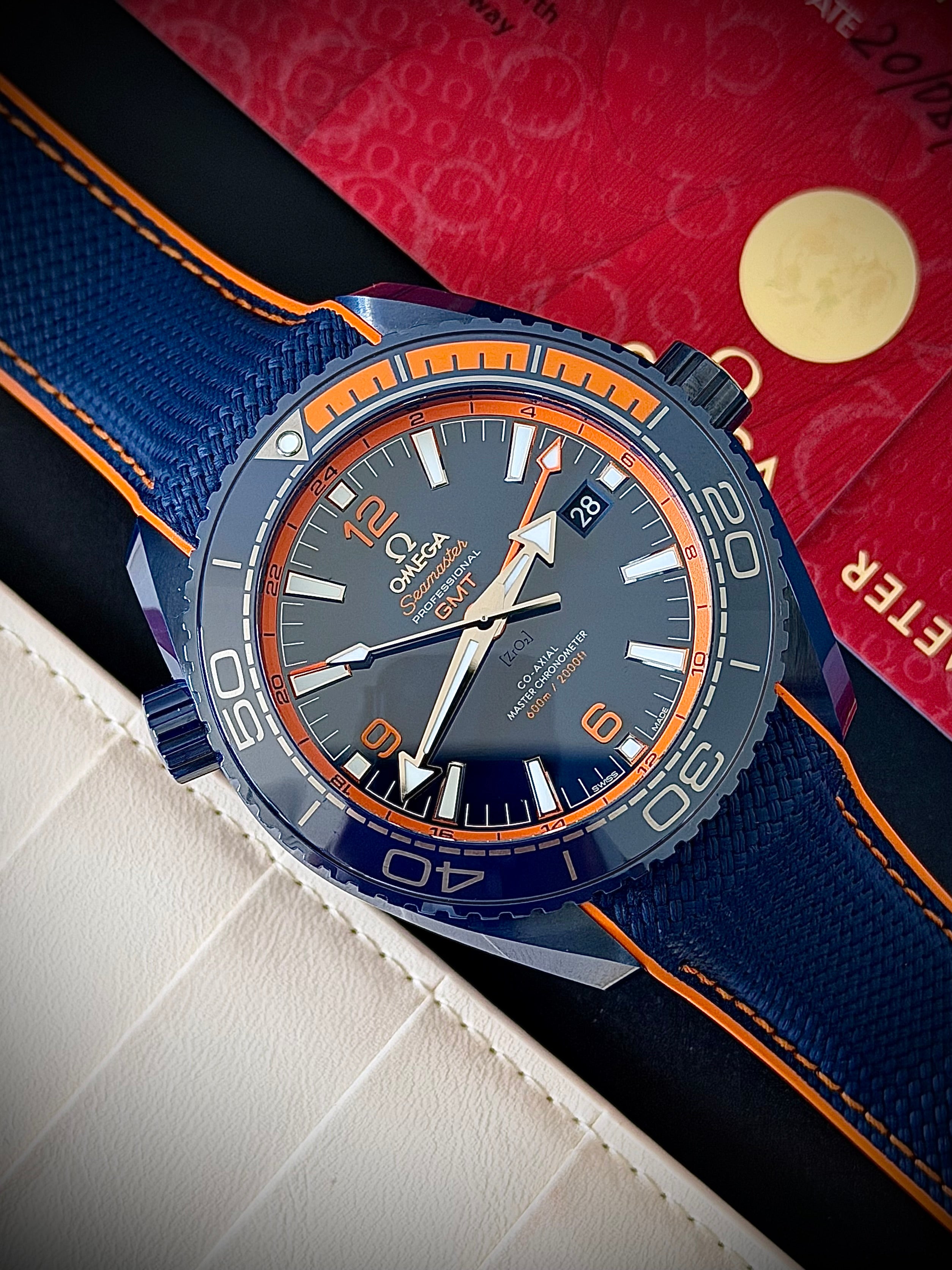 2021 OMEGA SEAMASTER PLANET OCEAN “BIG BLUE” GMT, 215.92.46.22.03.001, FULL SET, INC GST