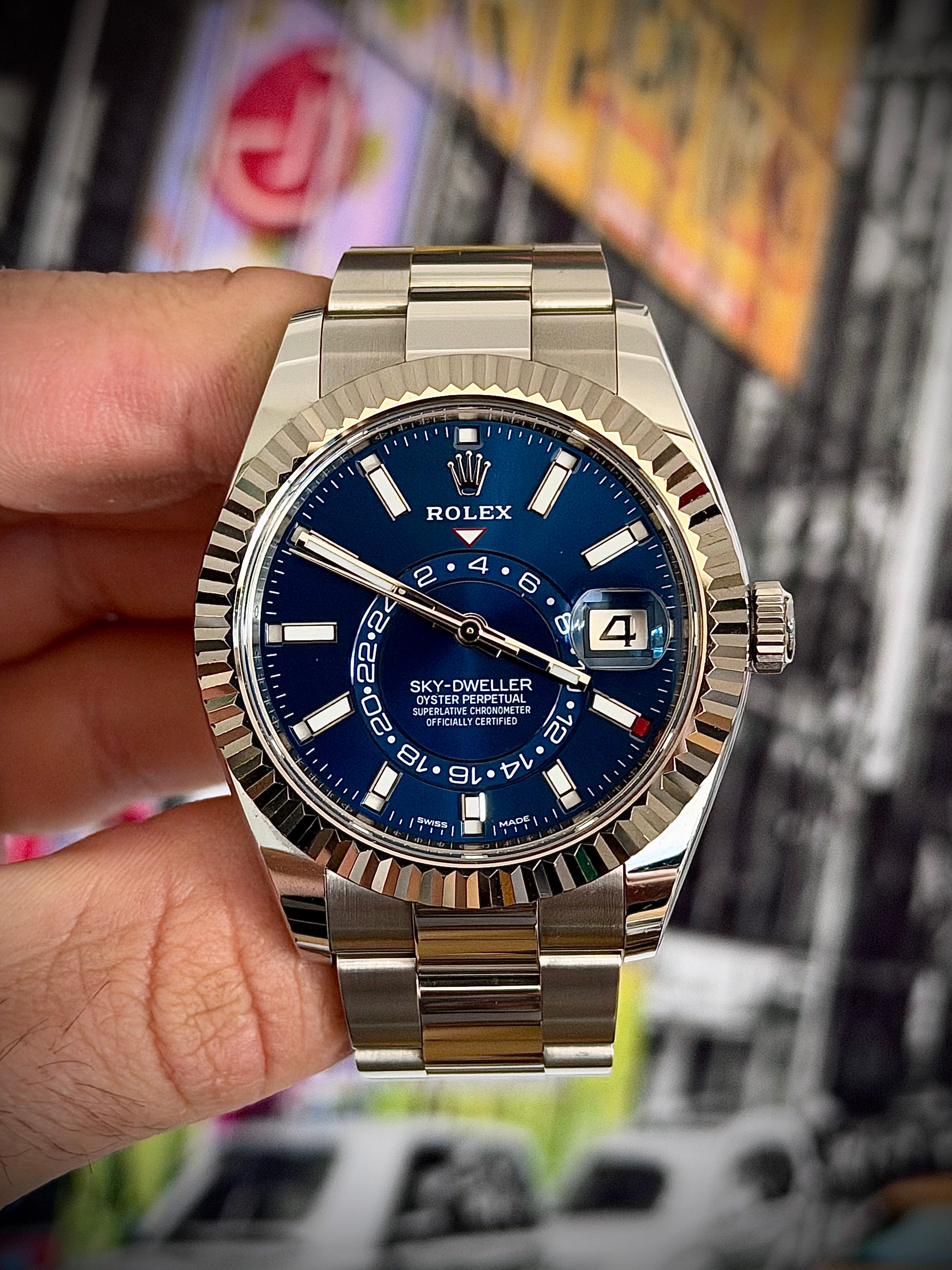 2018 ROLEX SKY DWELLER, BLUE DIAL, OYSTER, 326934, FULL SET, INC GST