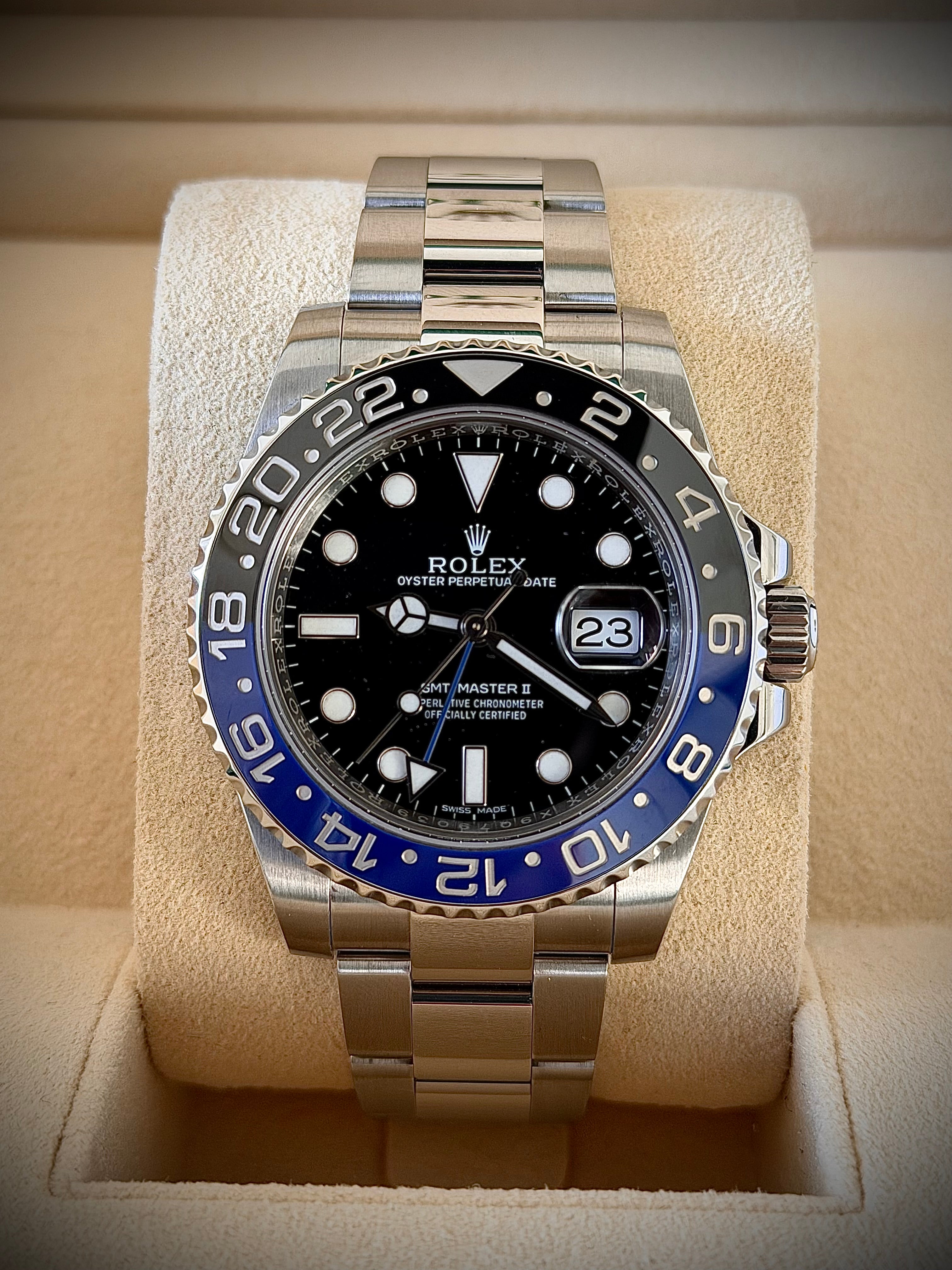 2016 ROLEX GMT MASTER II, BATMAN, 116710BLNR, FULL SET, INC GST