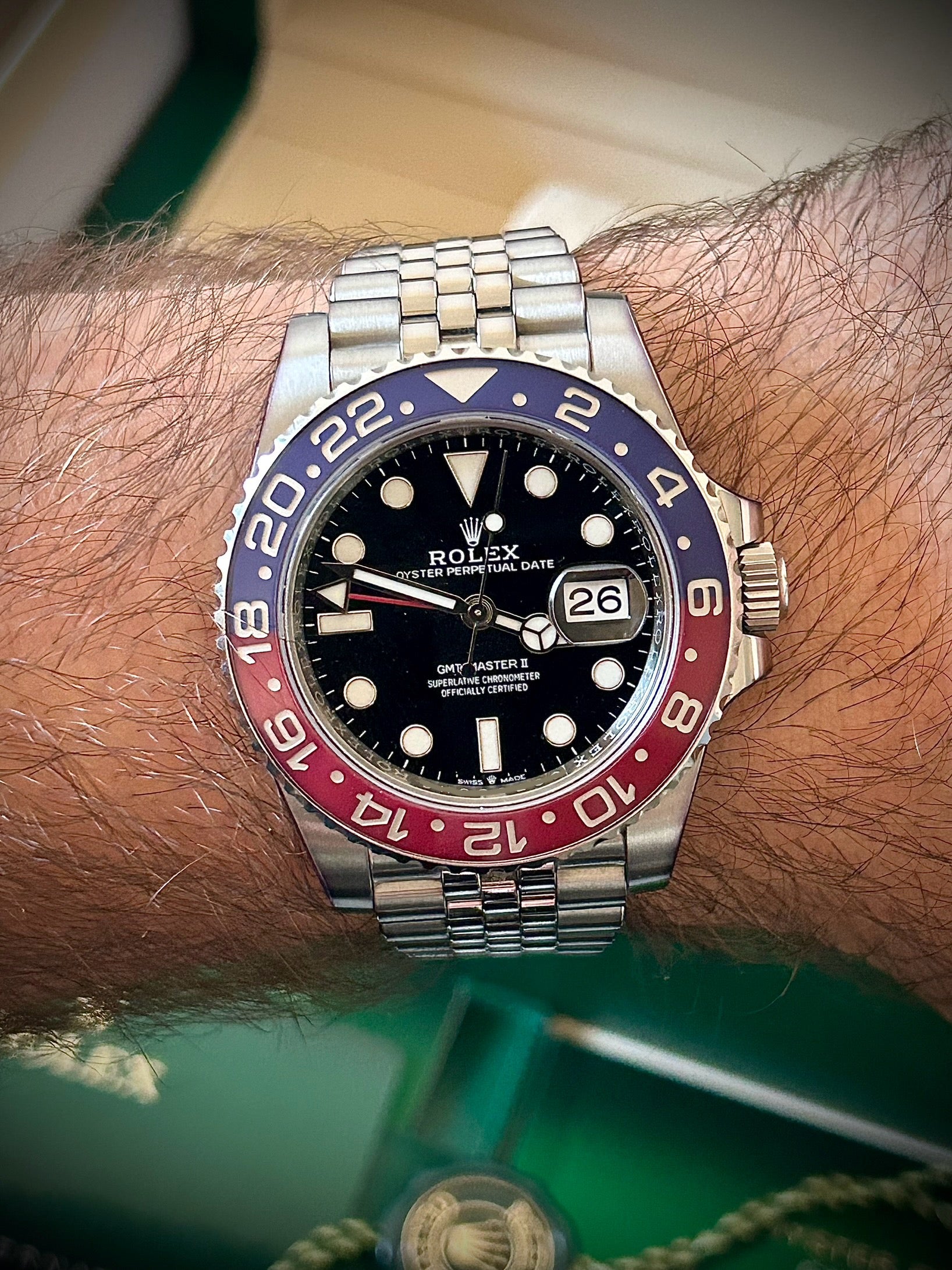 2023 ROLEX GMT MASTER II, PEPSI, MINT FULLY STICKERED 126710BLRO, FULL SET, INC GST