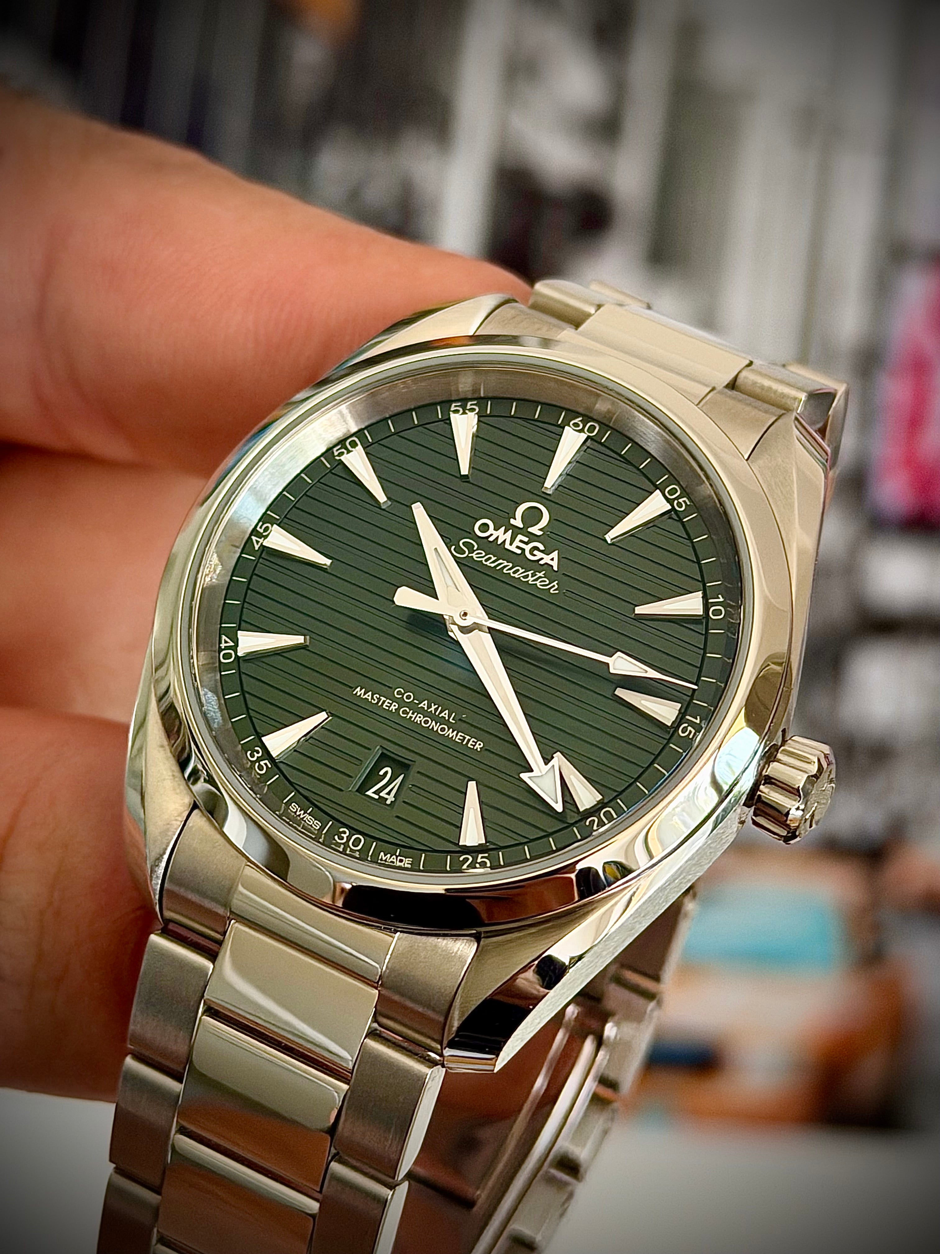 2025 OMEGA AQUA TERRA 150M 38, GREEN DIAL, FULL SET, INC GST