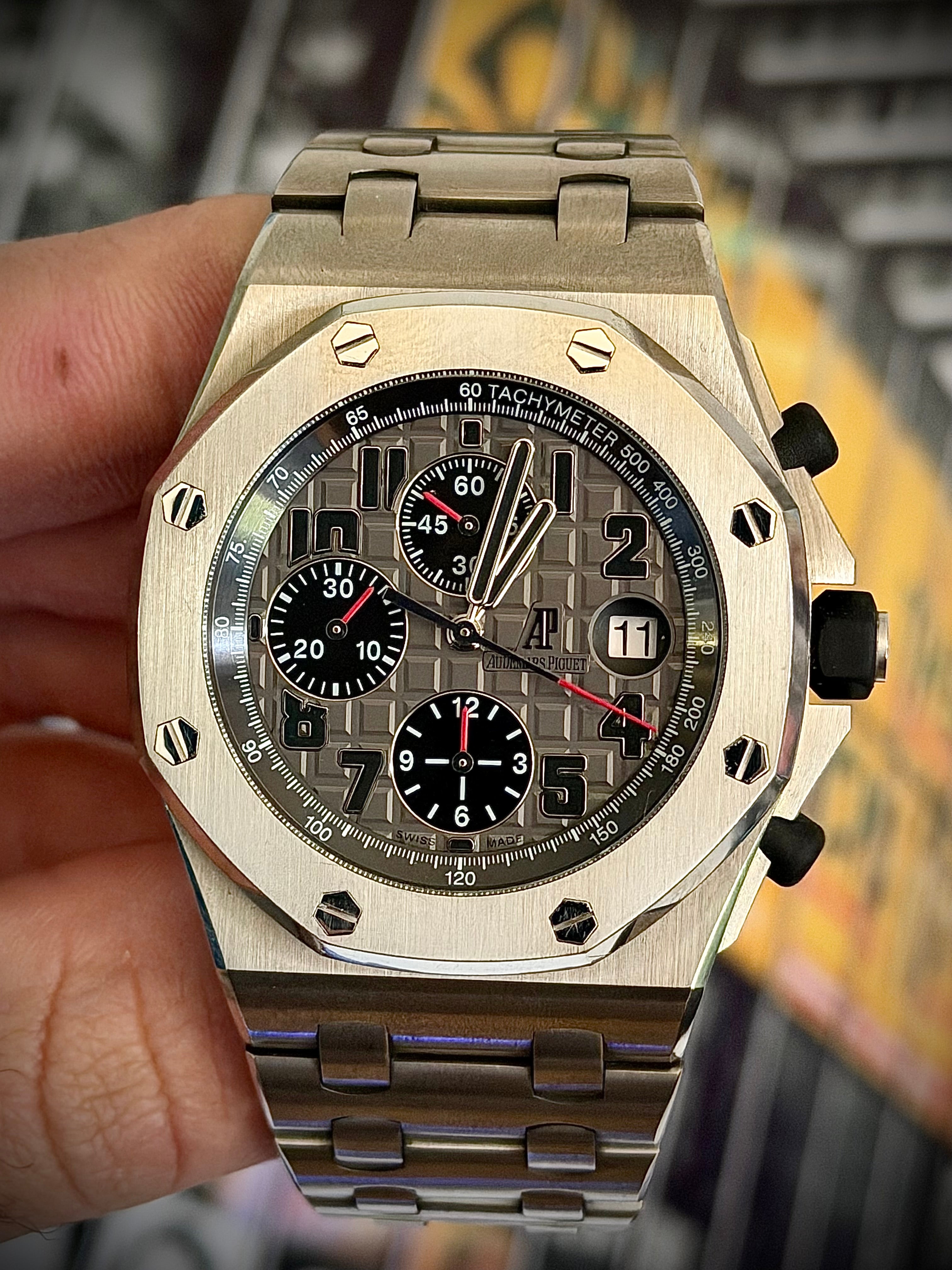 2013 AUDEMARS PIGUET ROYAL OAK OFFSHORE CHRONOGRAPH, 26170TI.OO.1000TI.01, TITANIUM BRACELET, FULL SET, INC GST