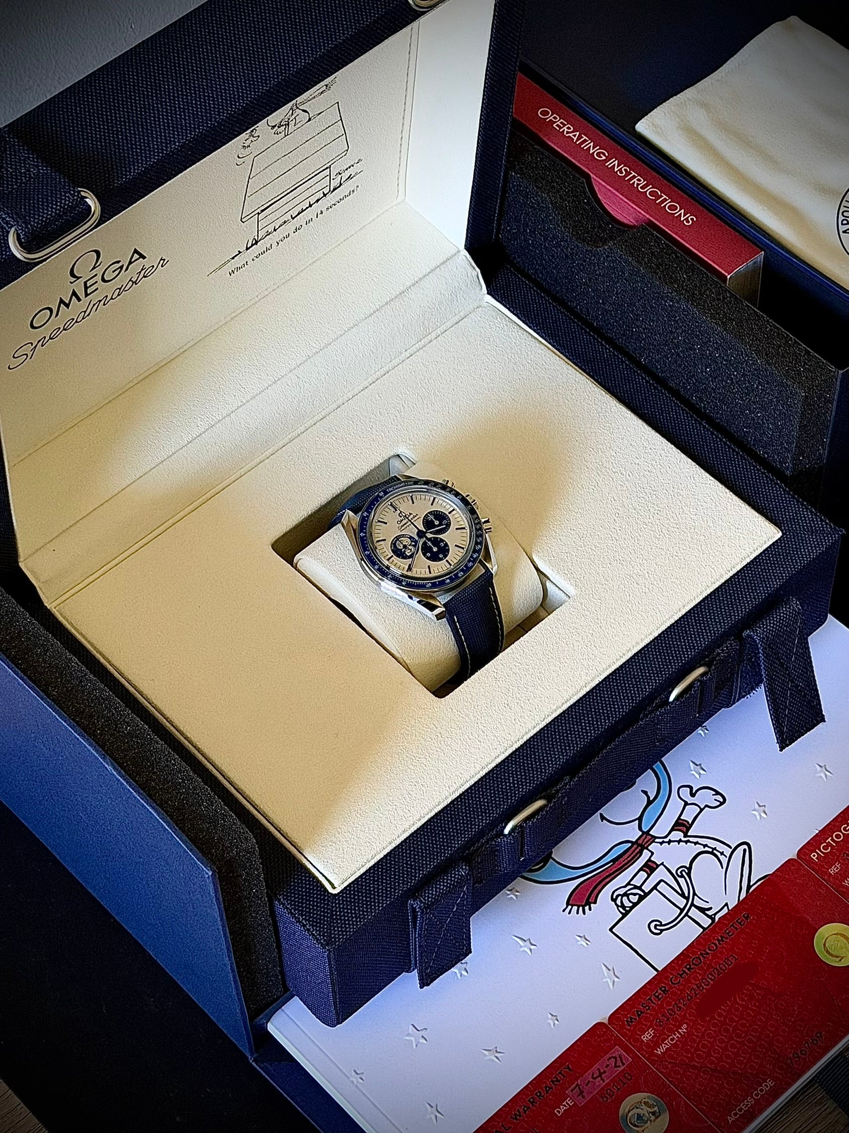 2021 OMEGA SPEEDMASTER SILVER SNOOPY AWARD 50TH ANNIVERSARY, 310.32.42.50.02.001, FULL SET, INC GST