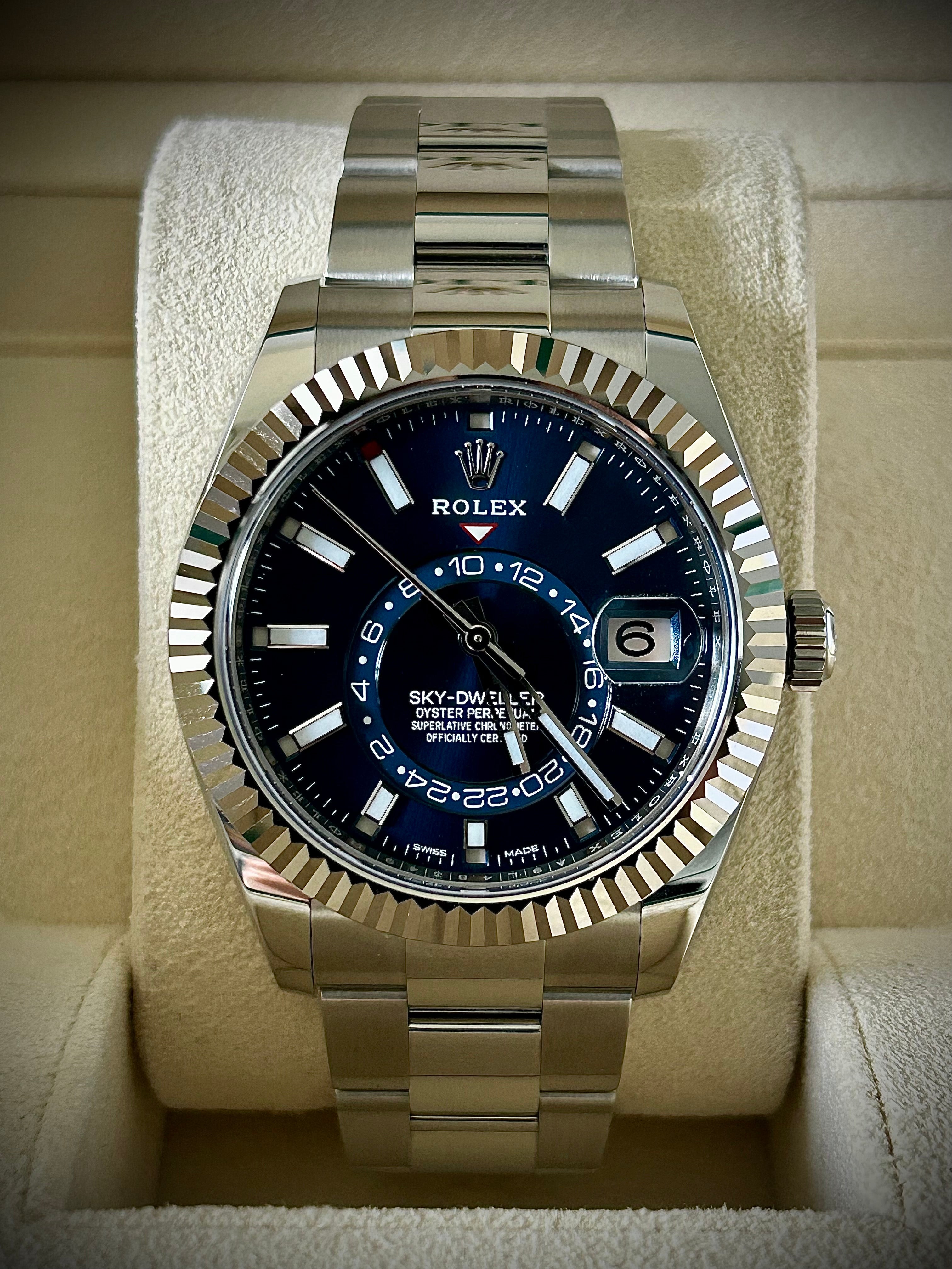 2021 ROLEX SKY DWELLER, BLUE DIAL, OYSTER, 326934, FULL SET, INC GST
