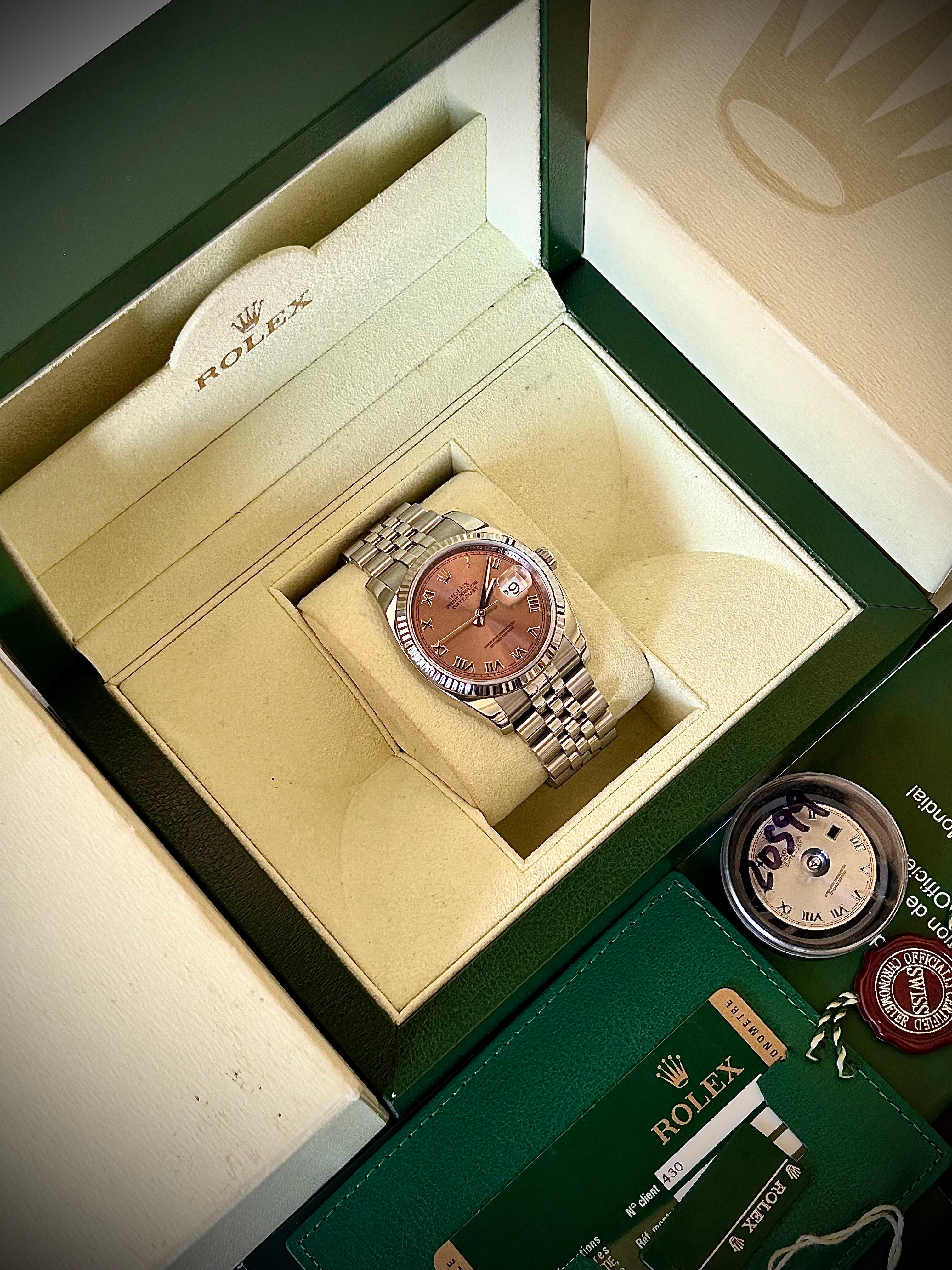 2011 ROLEX DATEJUST 36, 116234, SALMON DIAL, FULL SET, INC GST
