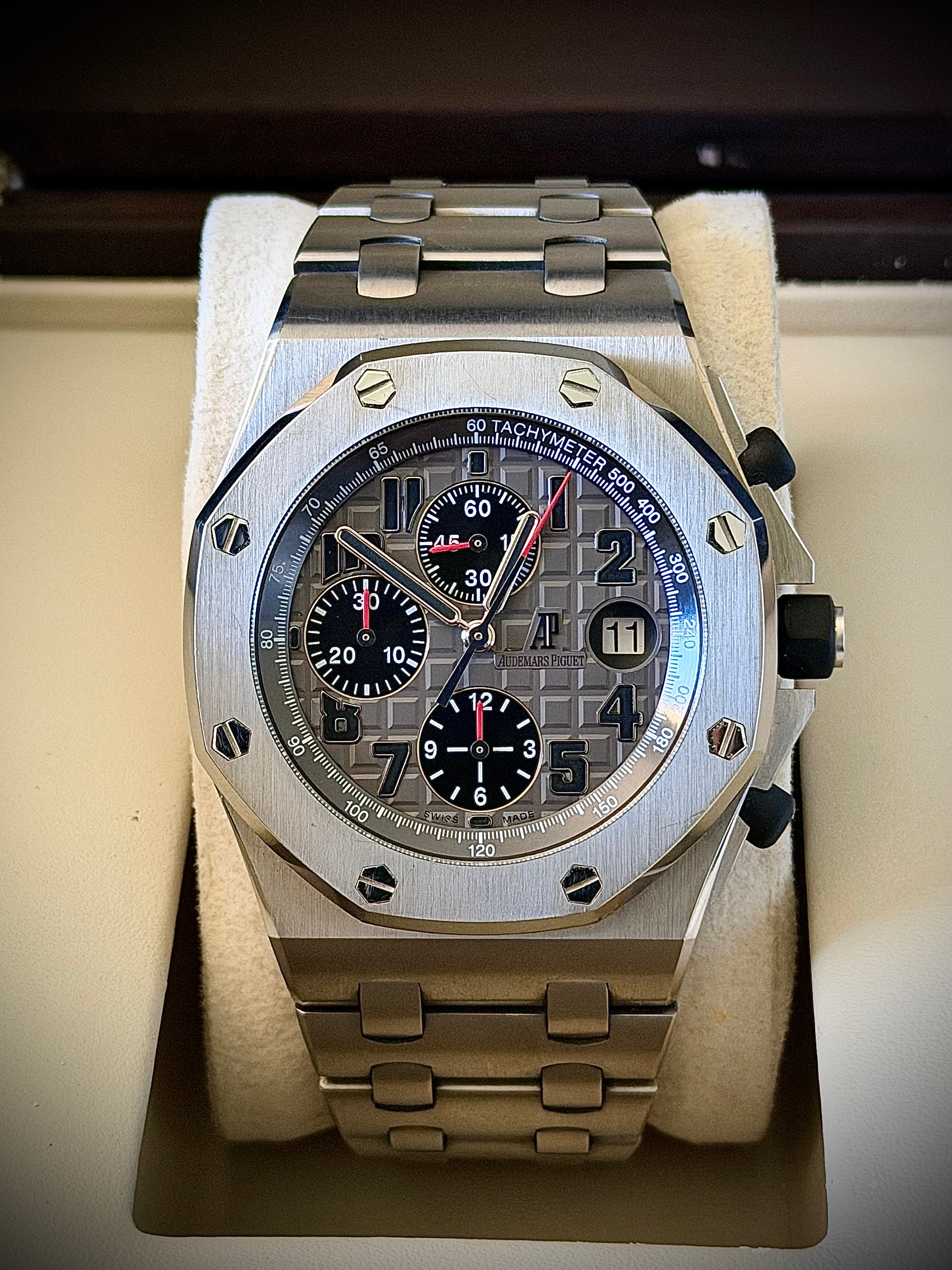 2013 AUDEMARS PIGUET ROYAL OAK OFFSHORE CHRONOGRAPH, 26170TI.OO.1000TI.01, TITANIUM BRACELET, FULL SET, INC GST