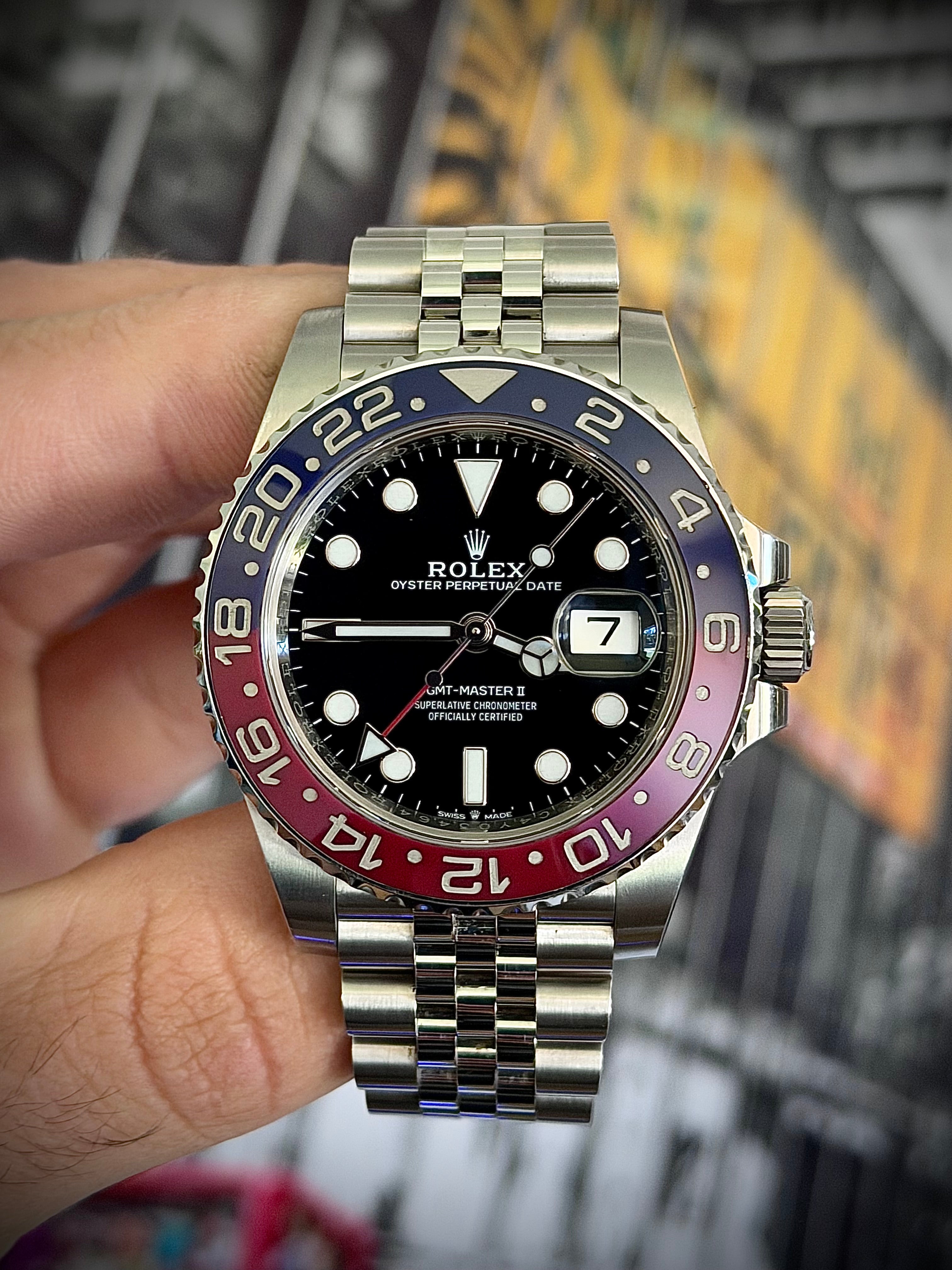 2019 ROLEX GMT MASTER II, PEPSI, 126710BLRO, FULL SET, INC GST