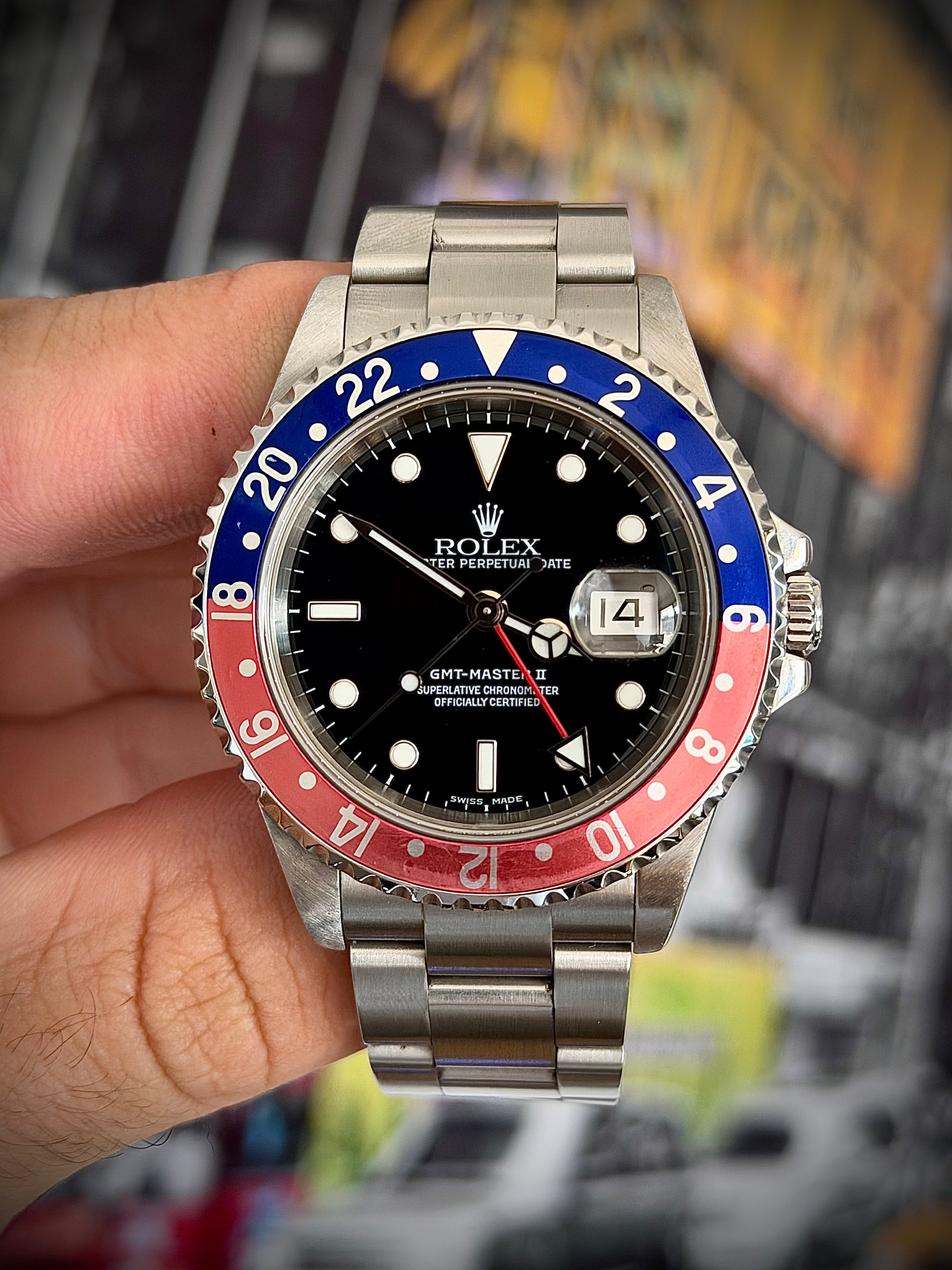 2004 ROLEX GMT-MASTER II, 16710 “PEPSI”, BOX, PAPERS AND ORIGINAL RECEIPT , INC GST