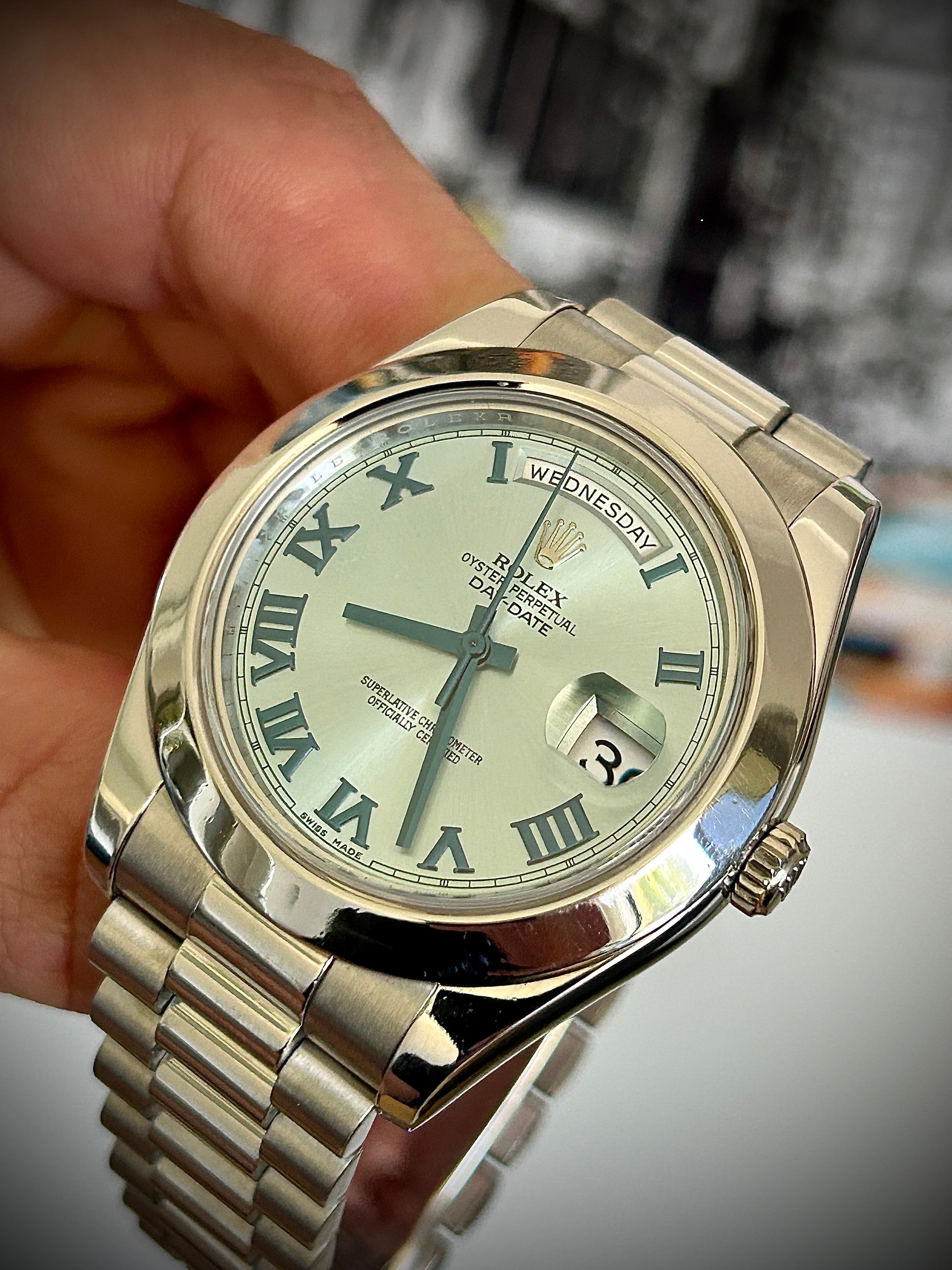2014 ROLEX DAY-DATE II PLATINUM, 218206, FULL SET, INC GST