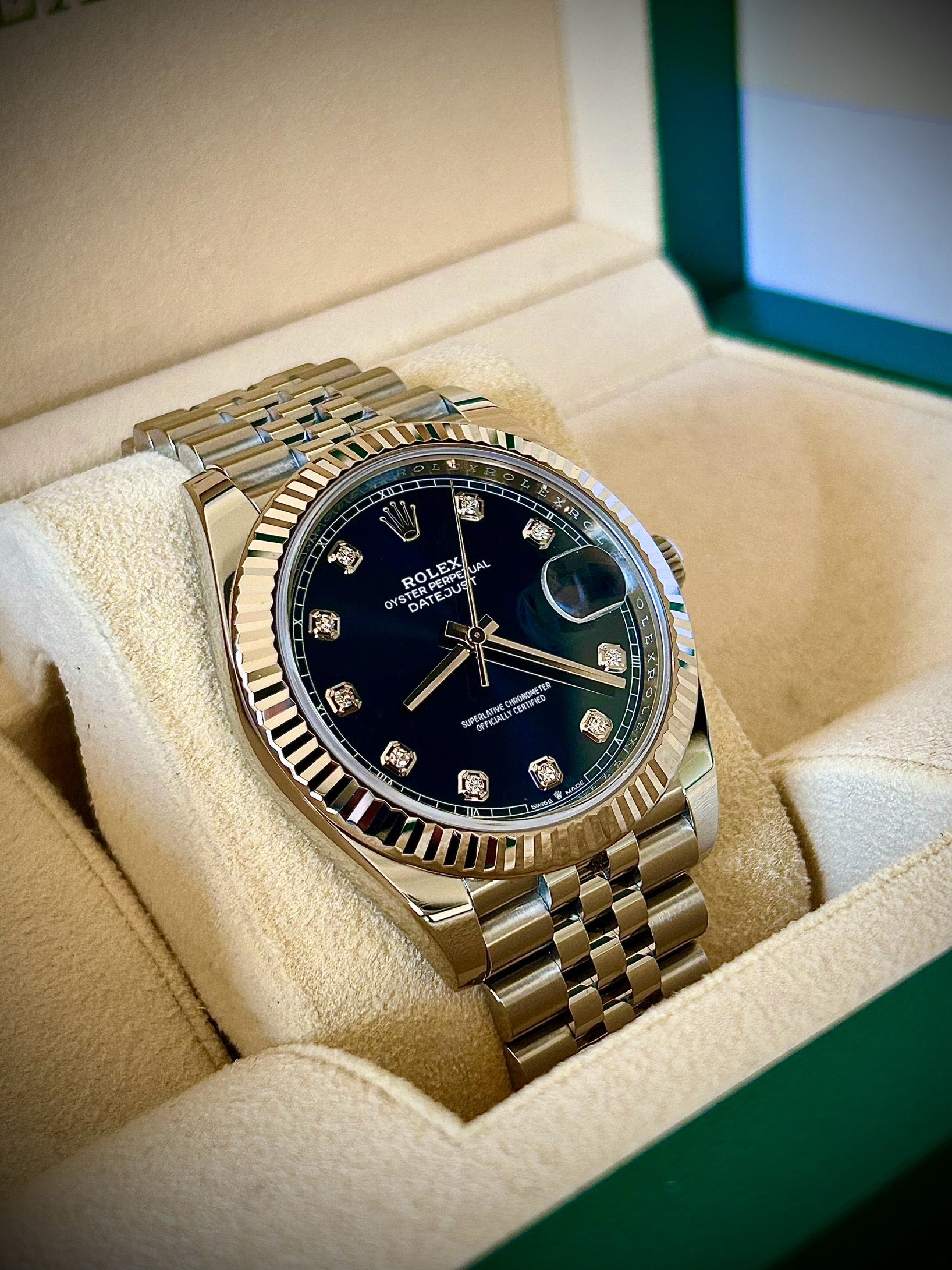 2024 ROLEX DATEJUST 41, BLUE DIAMOND DIAL, 126334, FULL SET, INC GST