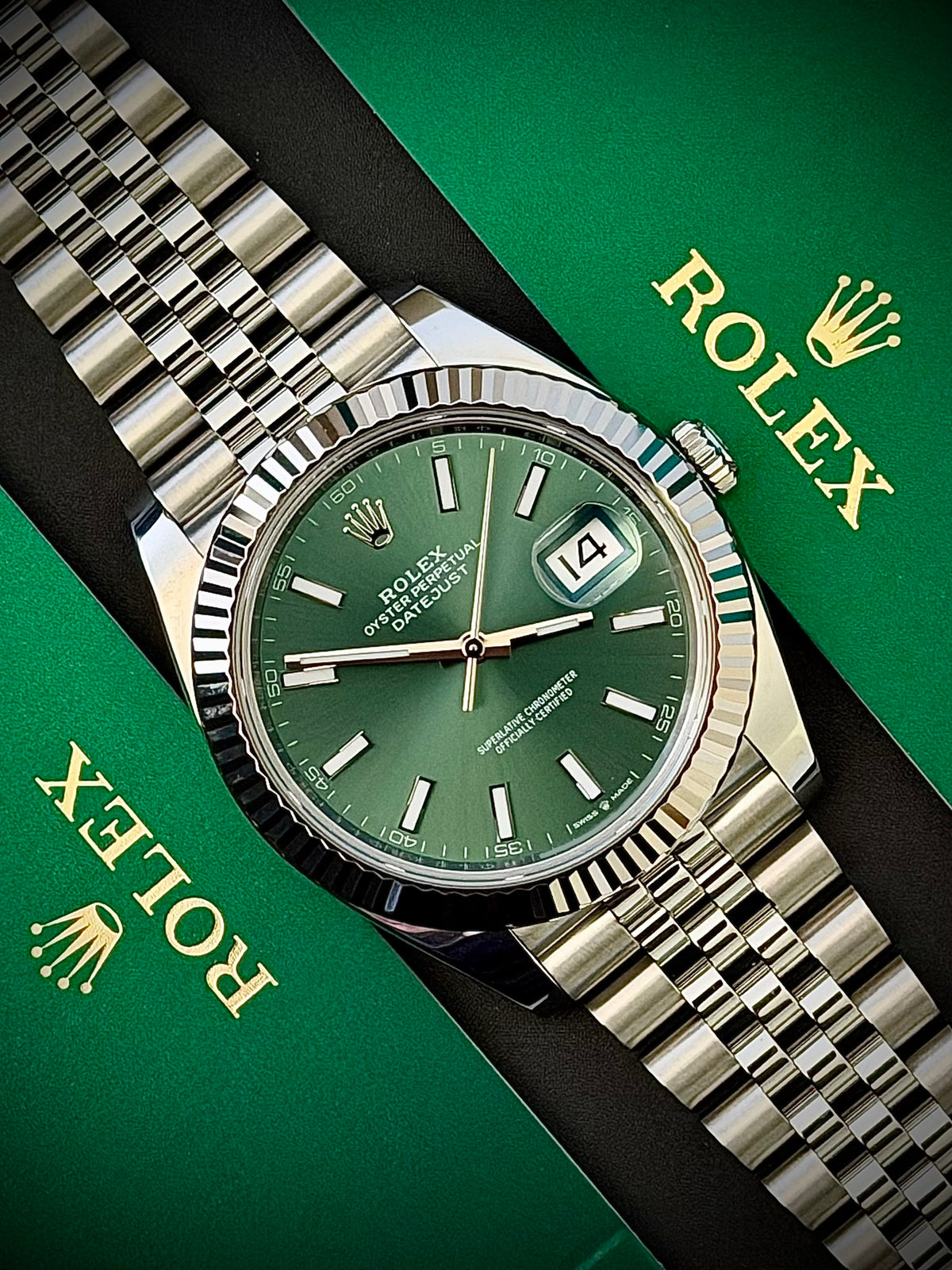 2026 ROLEX DATEJUST 41, 126334, MINT GREEN DIAL, FLUTED BEZEL, JUBILEE BRACELET, FULL SET, INC GST