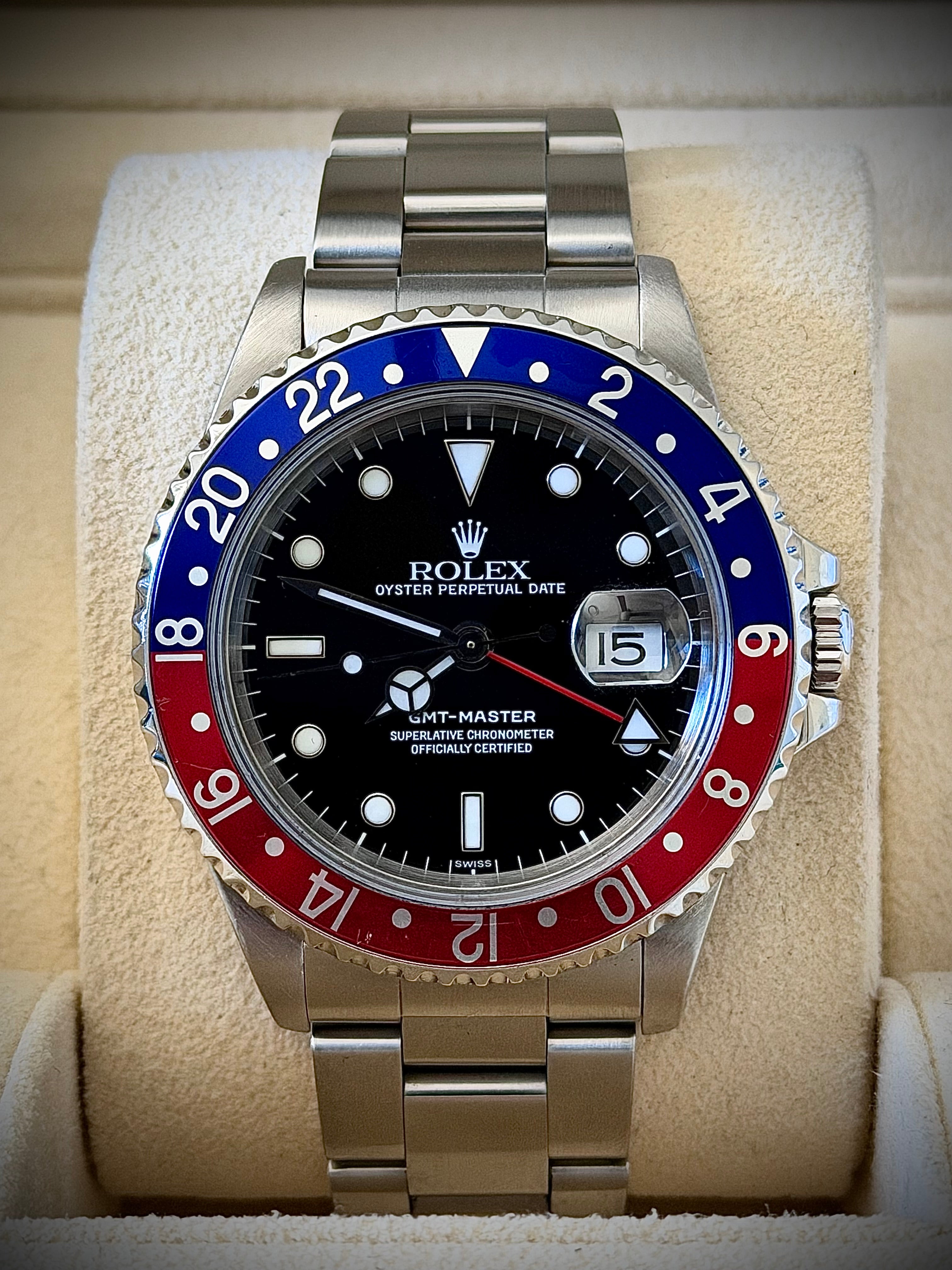 1999 ROLEX GMT MASTER II, PEPSI, SWISS ONLY, 16700, WATCH ONLY, INC GST