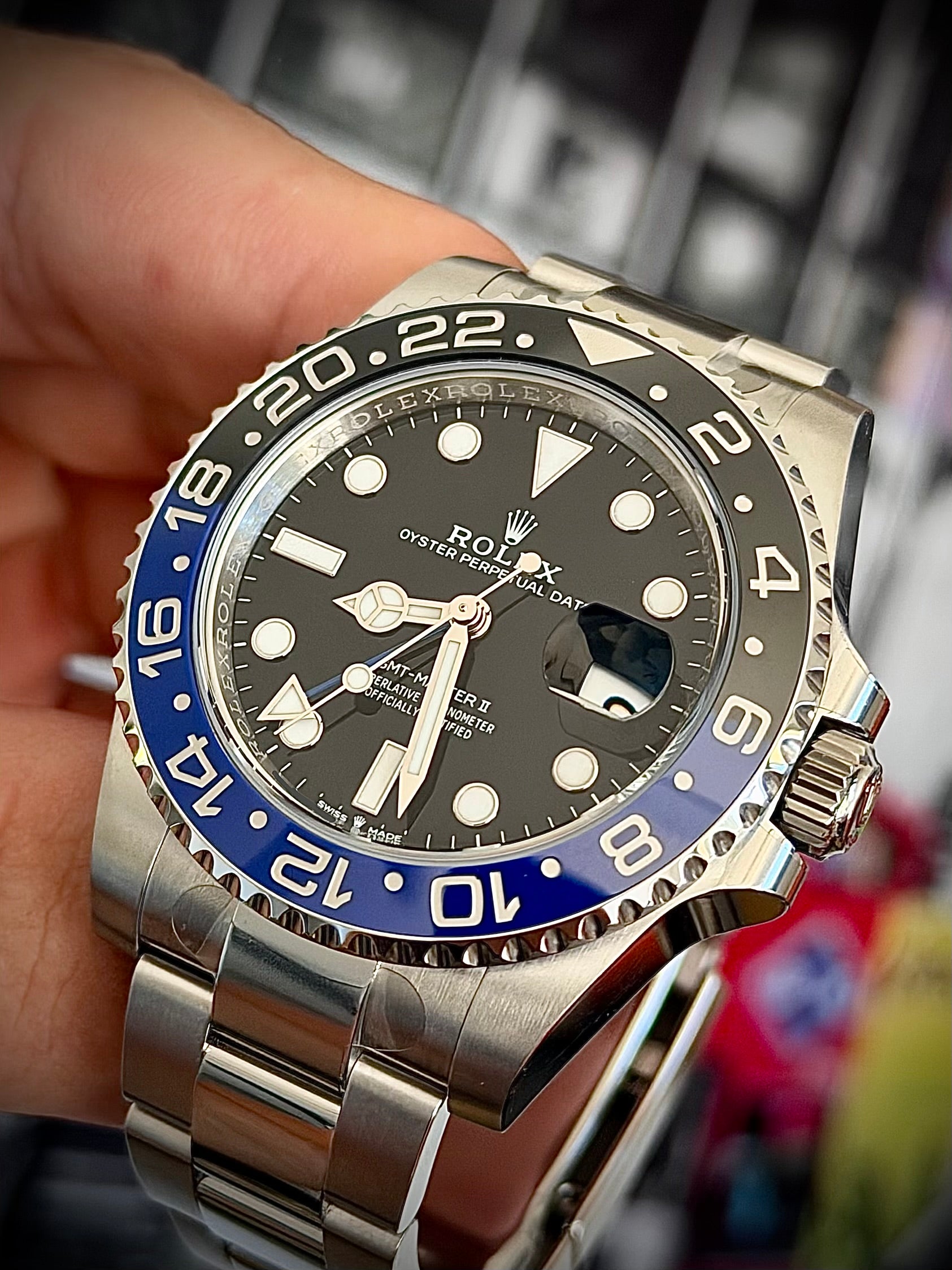 2025 ROLEX GMT MASTER II, BATMAN, BRAND NEW, 126710BLNR, FULL SET, INC GST