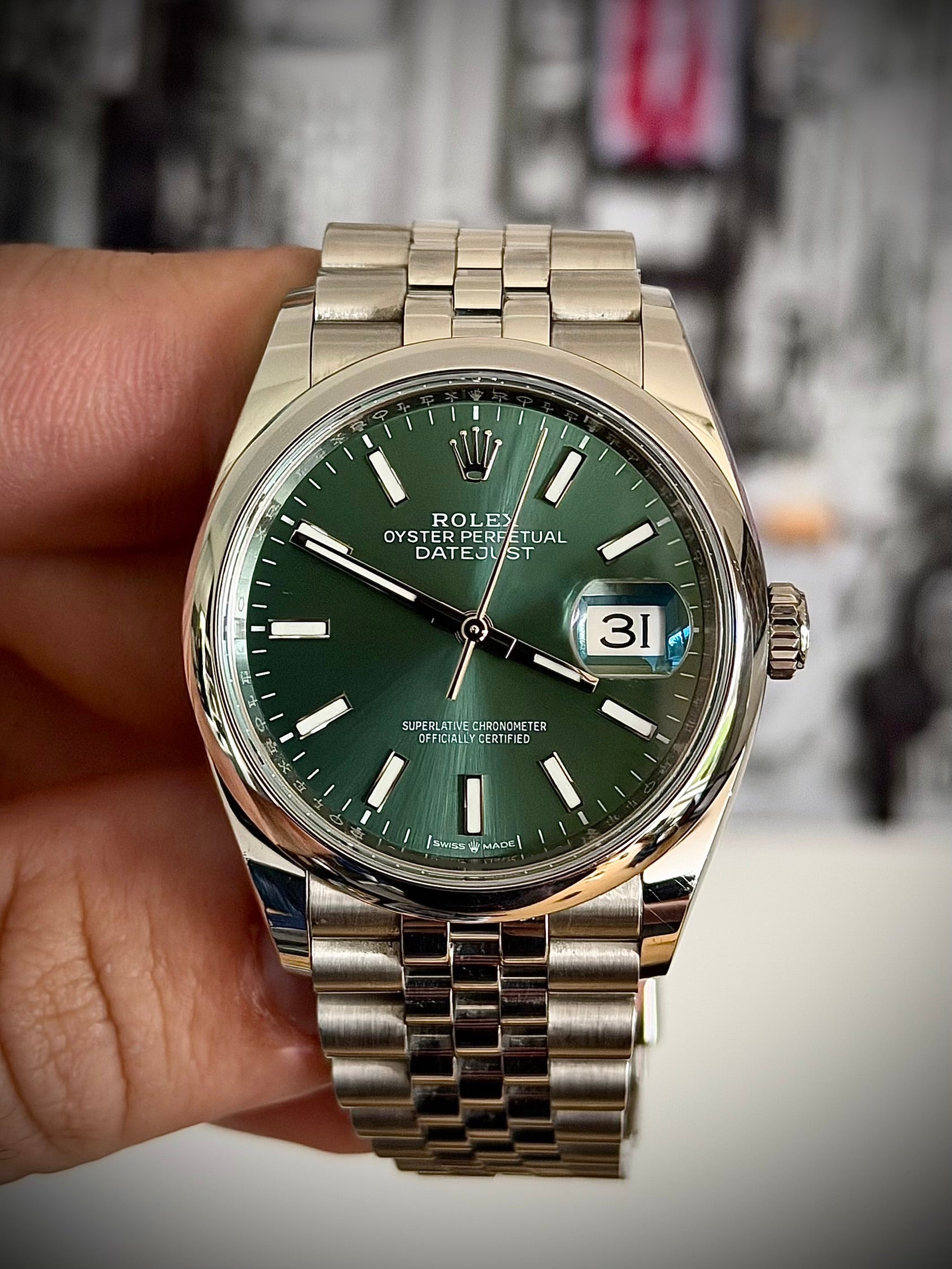 2023 ROLEX DATEJUST 36 MINT GREEN DIAL, 126200, FULL SET, INC GST