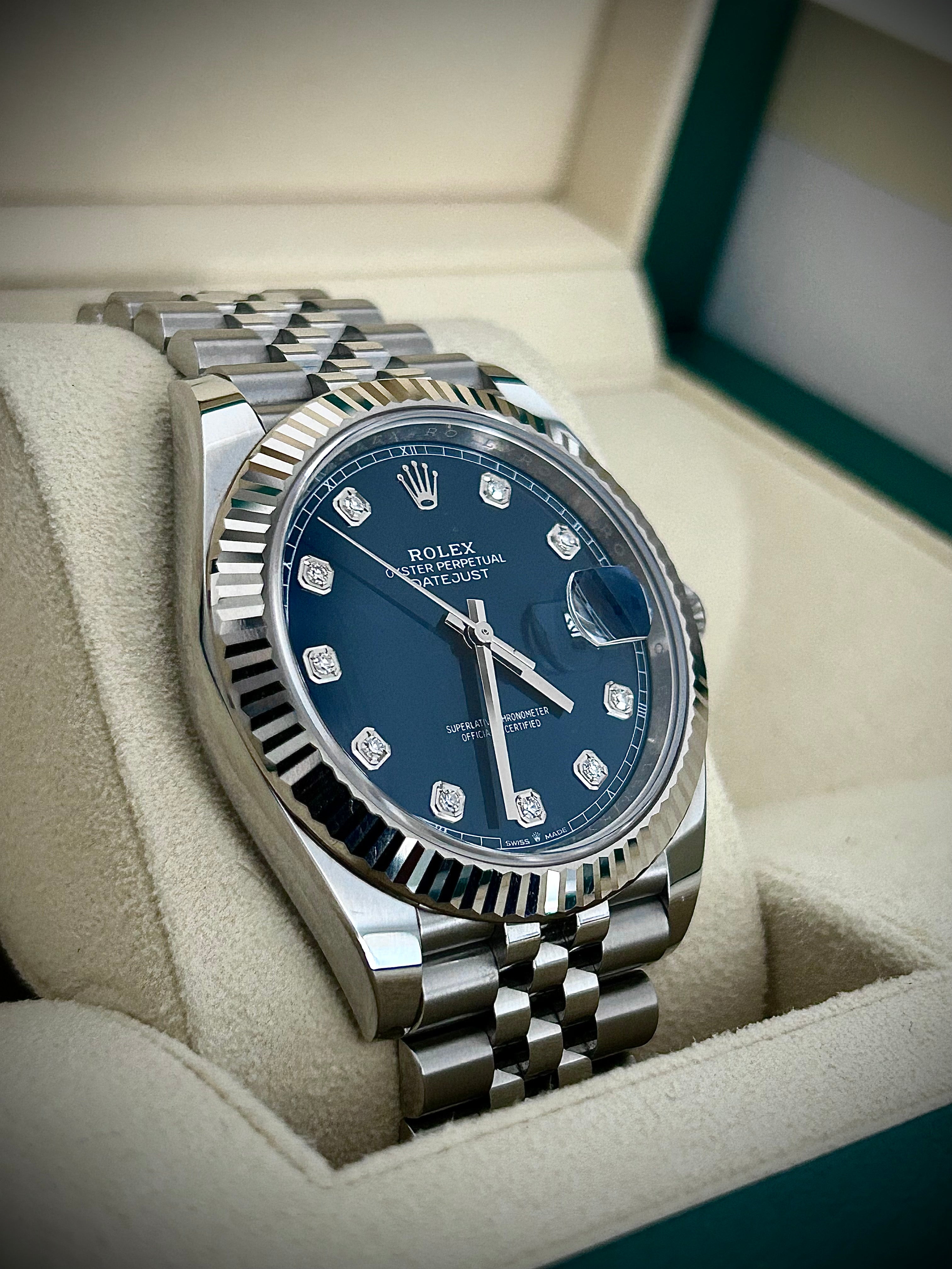 2024 ROLEX DATEJUST 41, BLUE DIAMOND DIAL, 126334, FULL SET, INC GST
