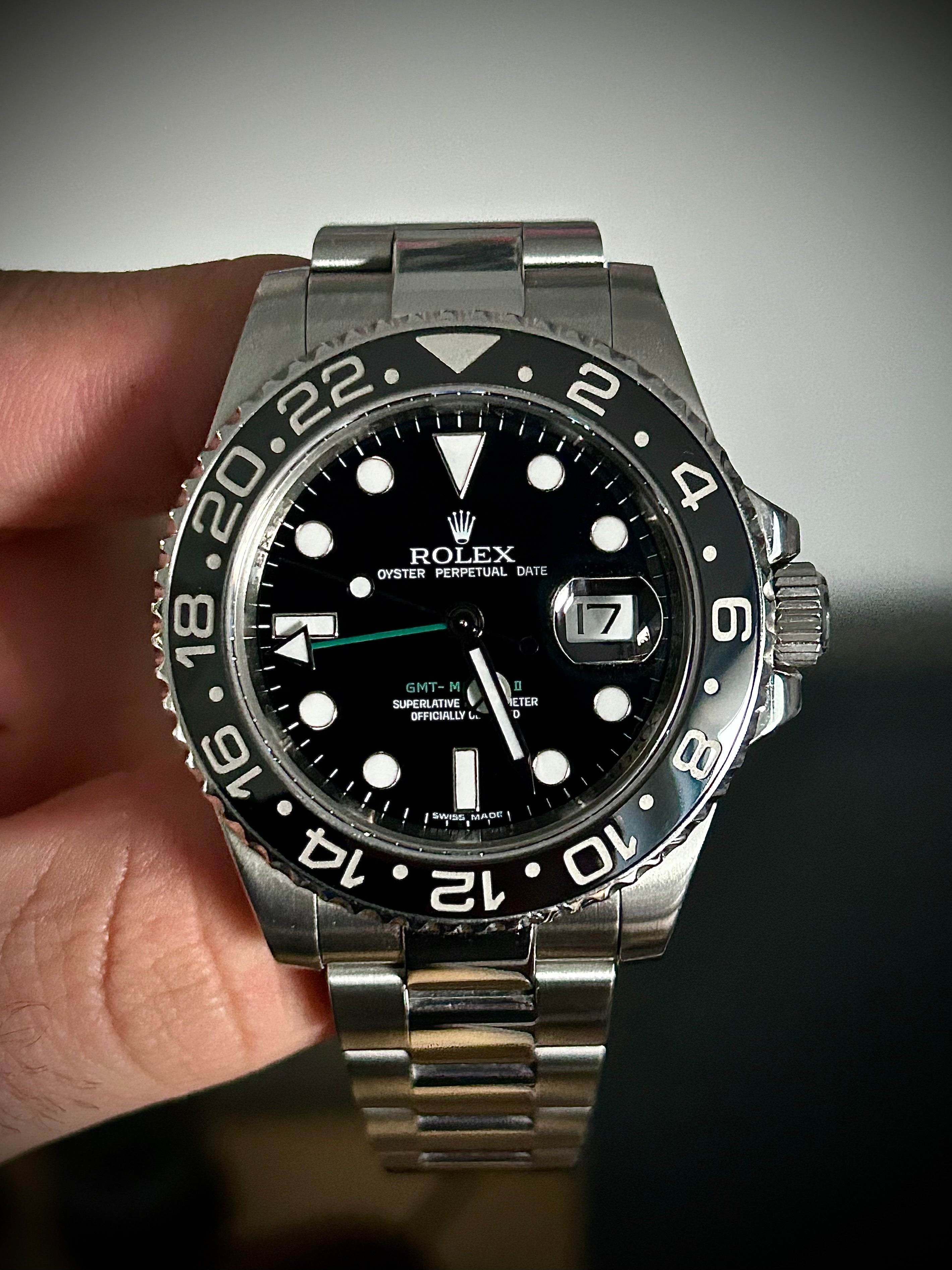 2007 ROLEX GMT MASTER II, 116710LN, BOX AND PAPERS, INC GST