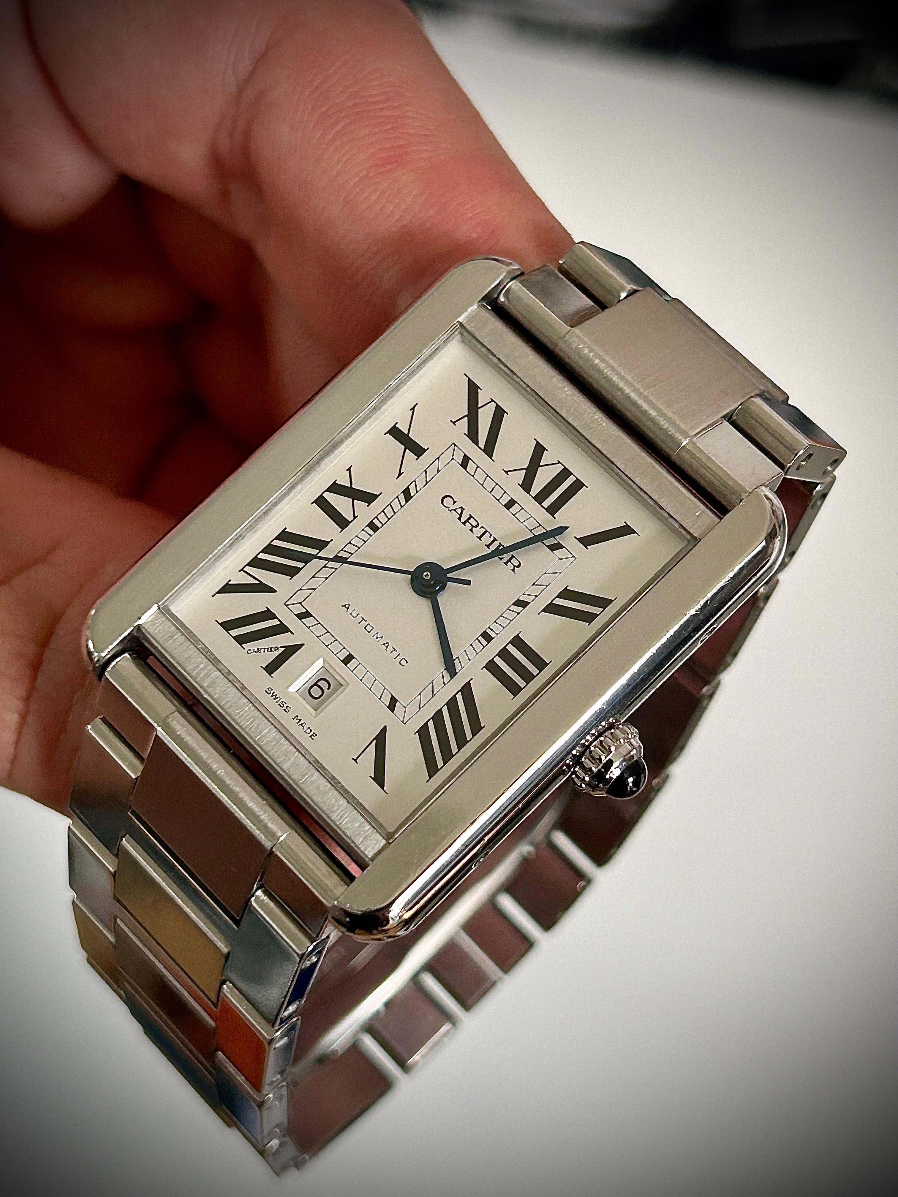 CARTIER TANK SOLO XL AUTOMATIC, W5200028, WATCH + CARTIER POUCH, INC GST