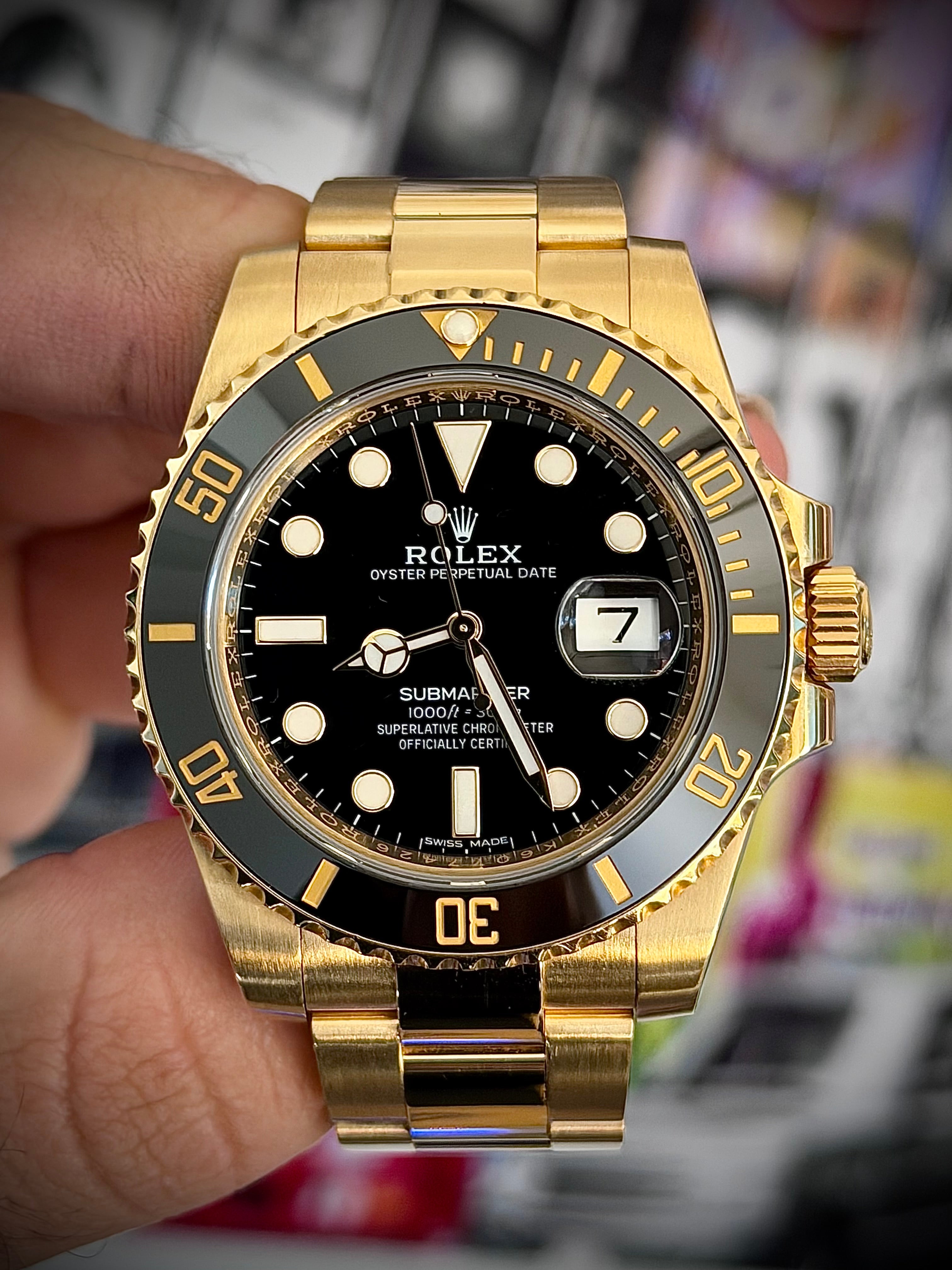 2019 ROLEX SUBMARINER DATE, YELLOW GOLD, 116618LN, BOX FULL SET, INC GST