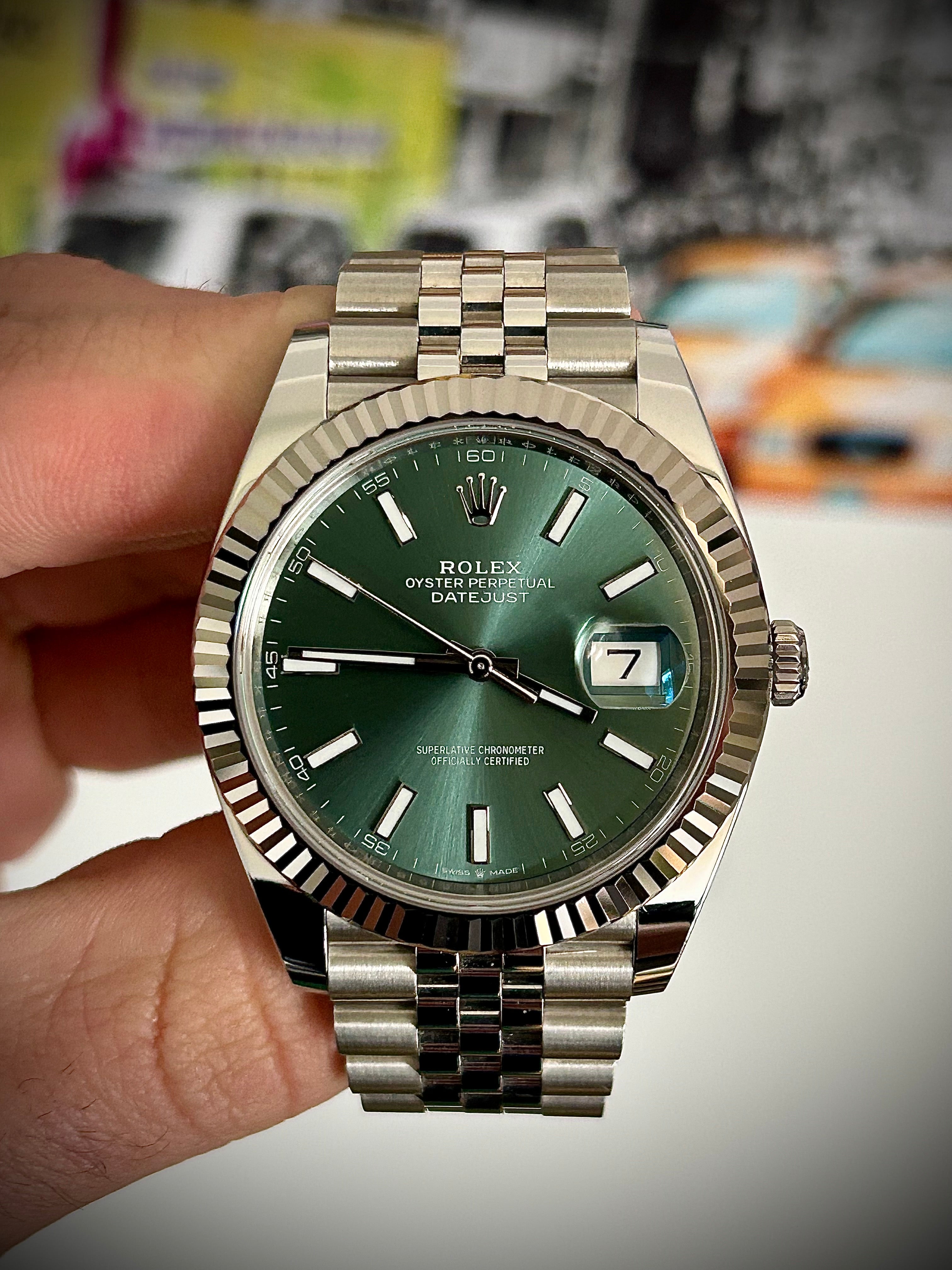 2025 ROLEX DATEJUST 41, MINT GREEN, 126334, FULL SET, INC GST