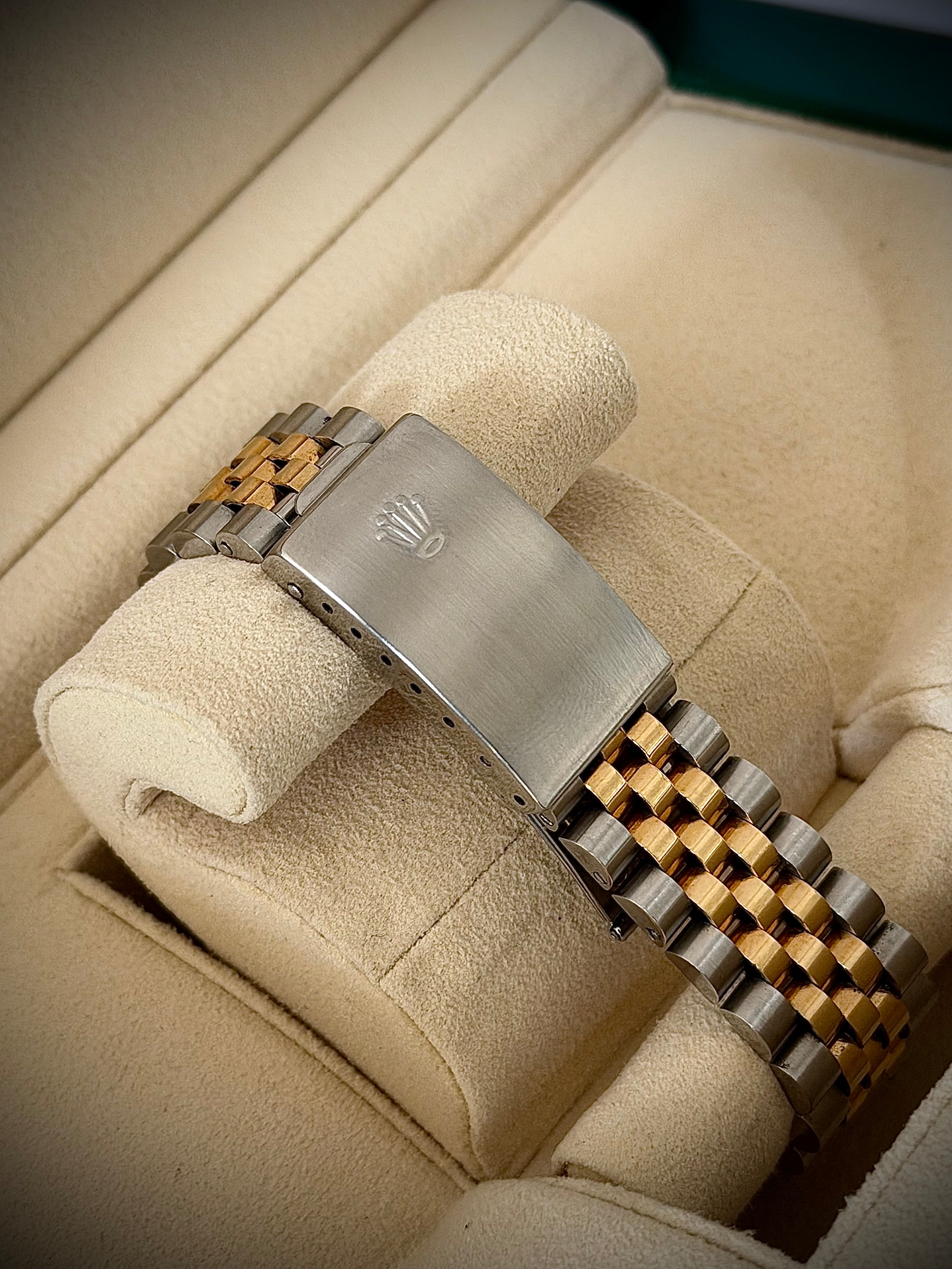 1991 ROLEX DATEJUST 36, TWO TONE, BLUE VIGNETTE DIAMOND DIAL, 16233, WATCH ONLY, INC GST