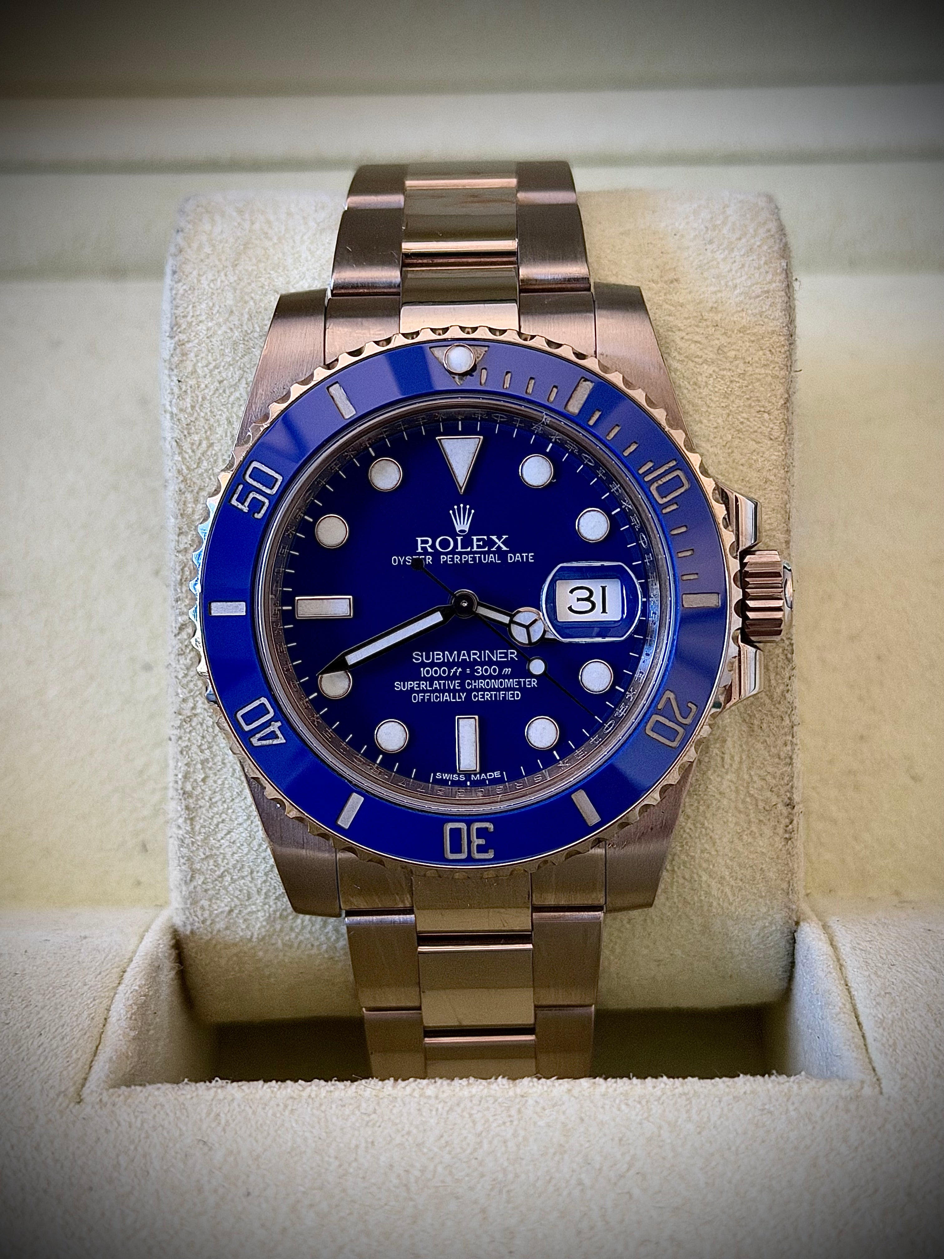 2017 ROLEX SUBMARINER DATE, 116619LB, SMURF, BOX AND PAPERS, INC GST