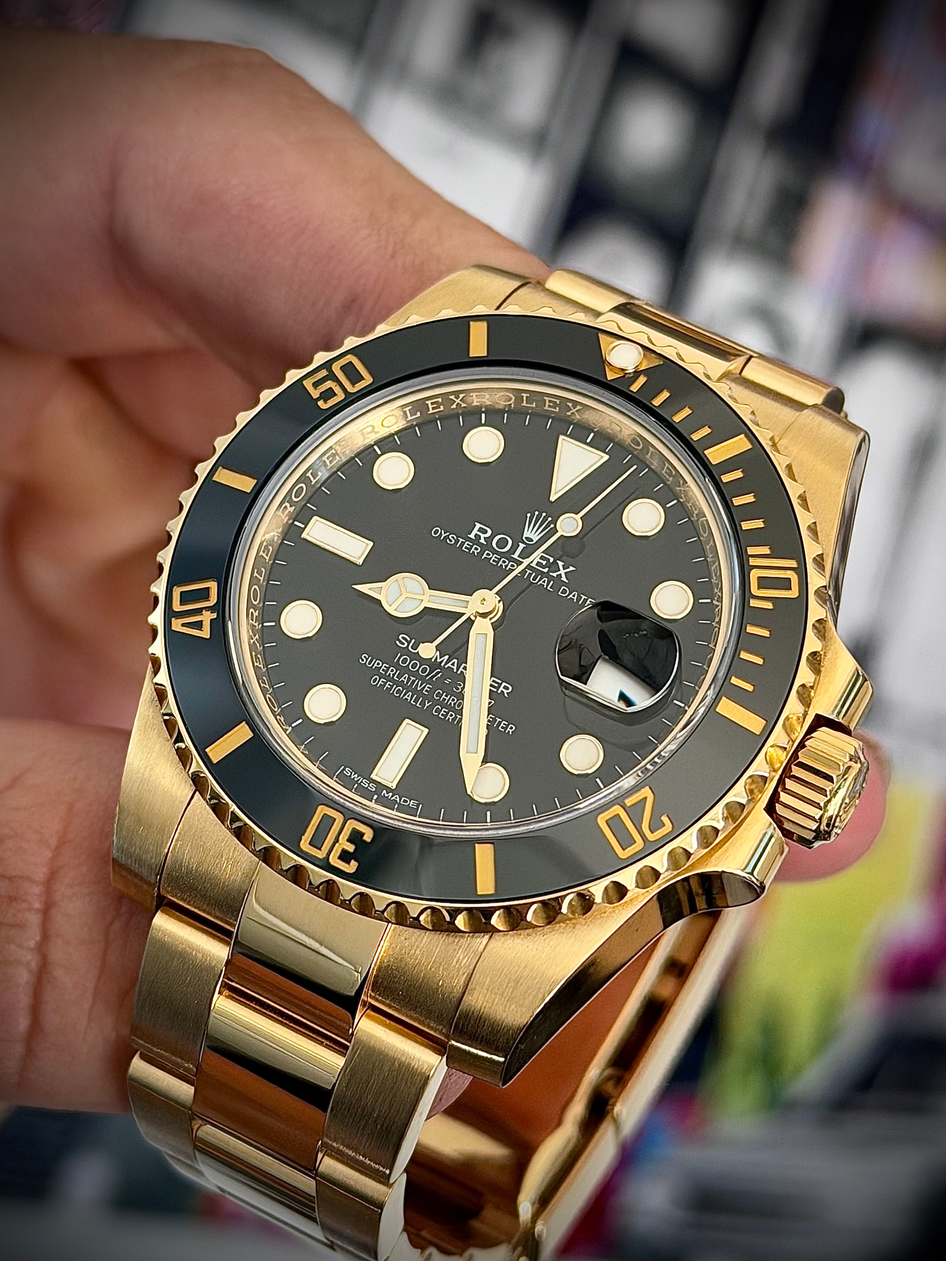 2019 ROLEX SUBMARINER DATE, YELLOW GOLD, 116618LN, BOX FULL SET, INC GST