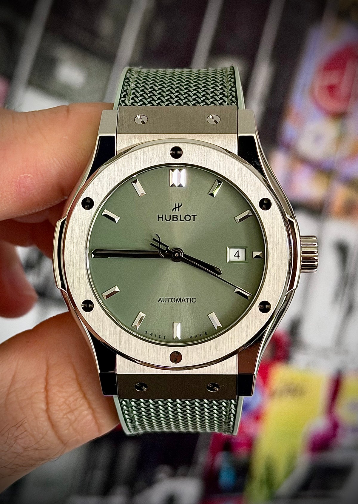 2026 HUBLOT CLASSIC FUSION TITANIUM SAGE GREEN 42MM, 542.NX.891G.NR, NEW RELEASE, FULL SET, INC GST