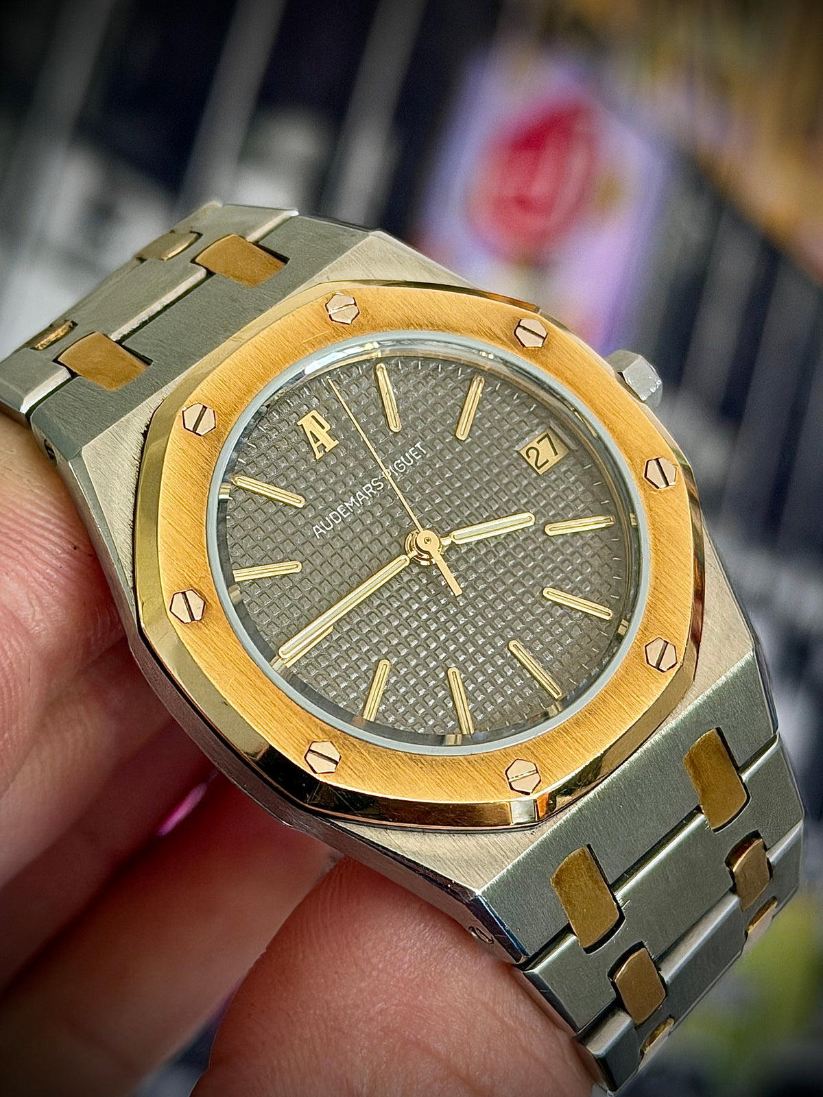 CIRCA 1980 AUDEMARS PIGUET ROYAL OAK, 4100SA, TWO TONE, WATCH & BOX, INC GST
