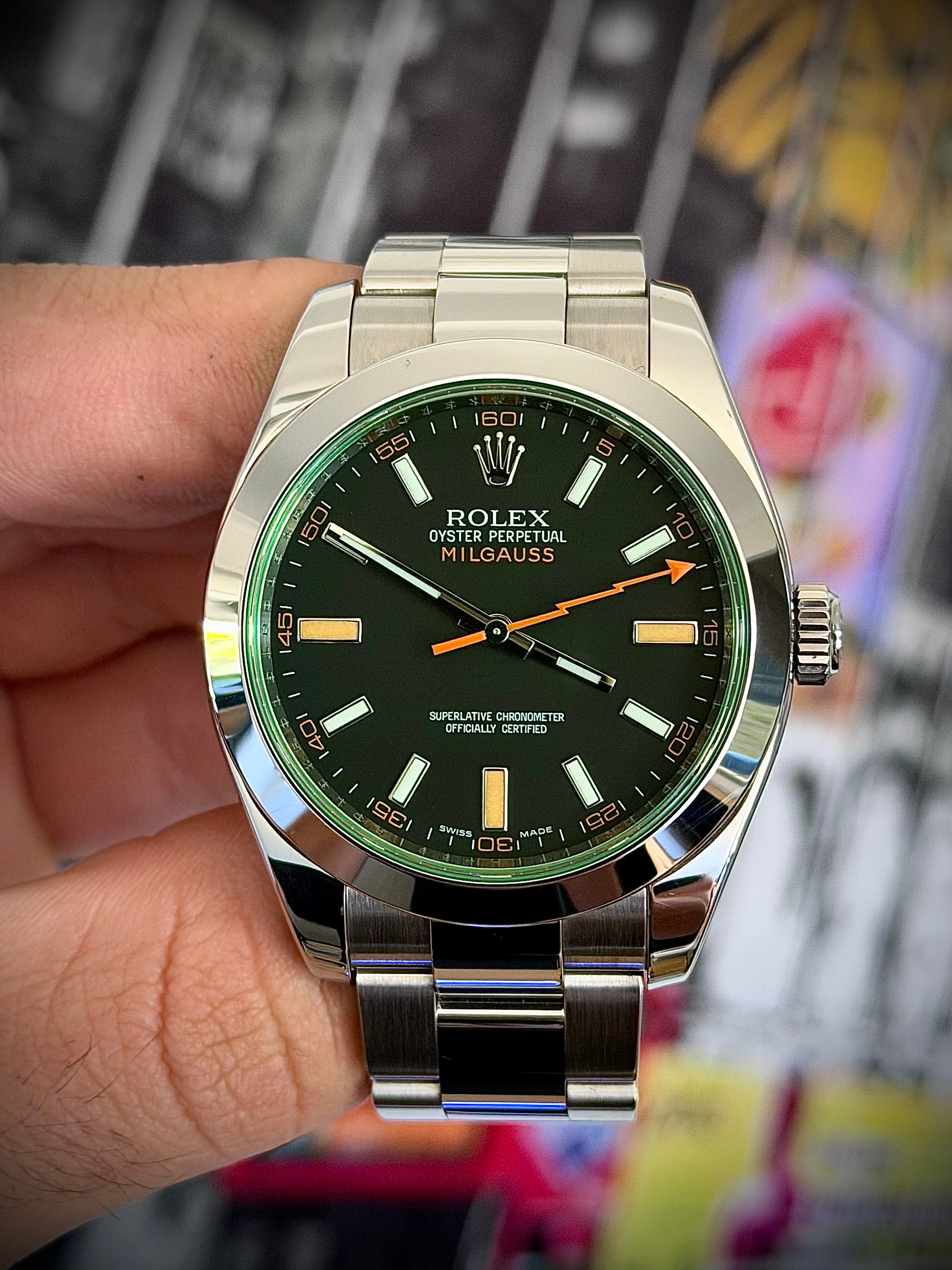 2010 ROLEX MILGAUSS, 116400GV, FULL SET, 2022 RSC SERVICE, INC GST
