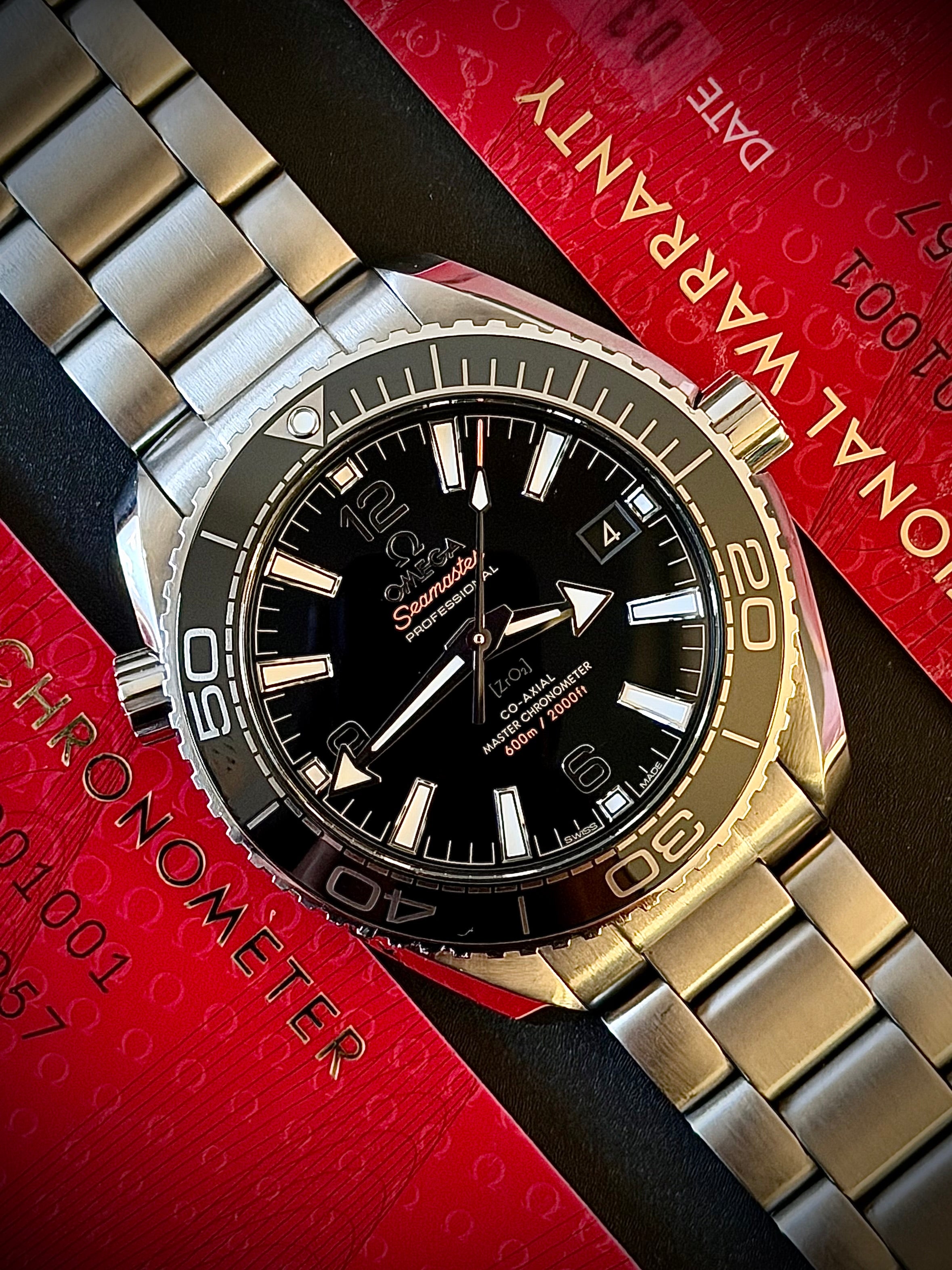 2023 OMEGA SEAMASTER PLANET OCEAN CO AXIAL 600M, 39.5MM, FULL SET, INC GST