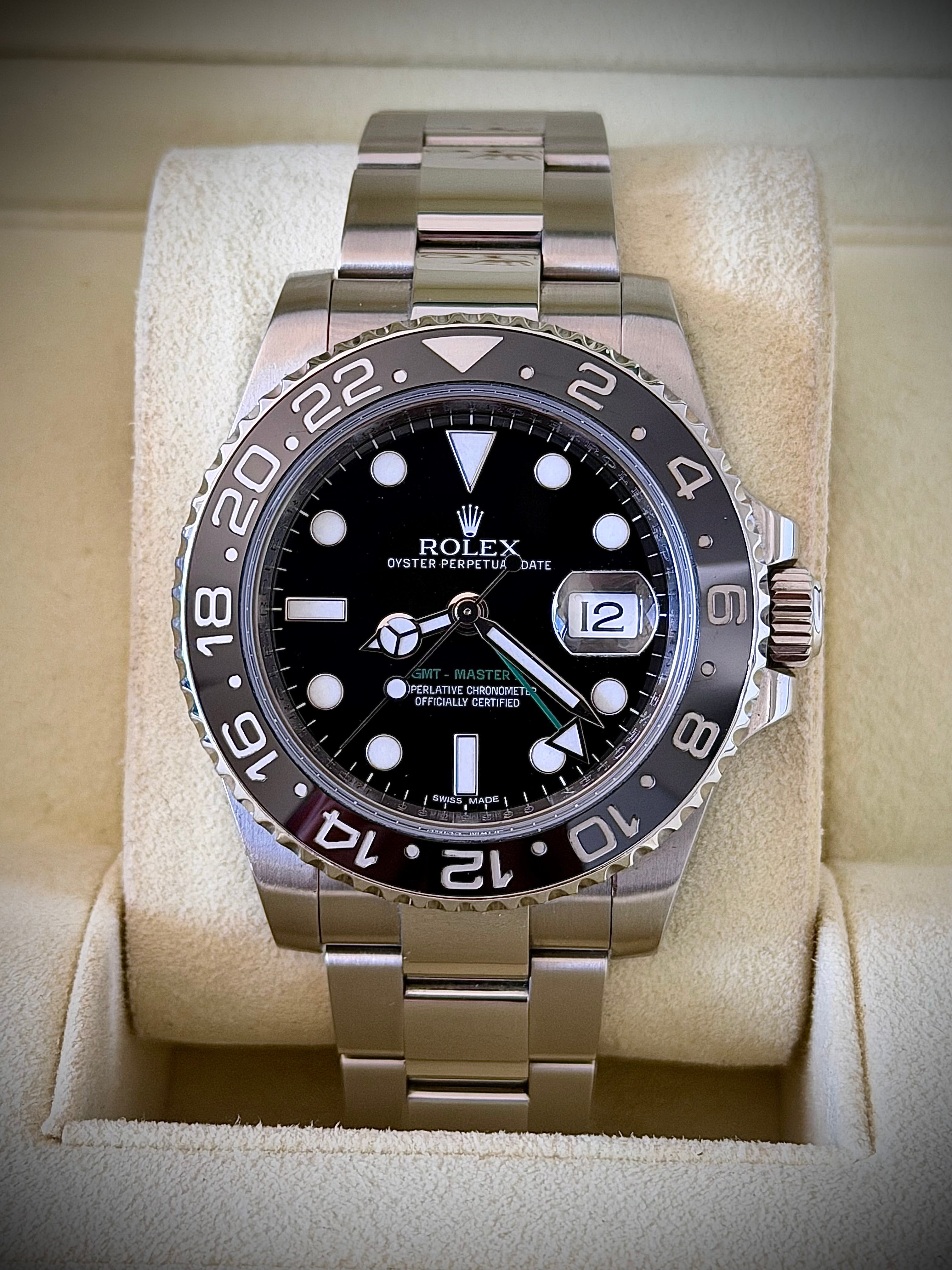 2012 ROLEX GMT MASTER II, 116710LN, FULL SET, INC GST