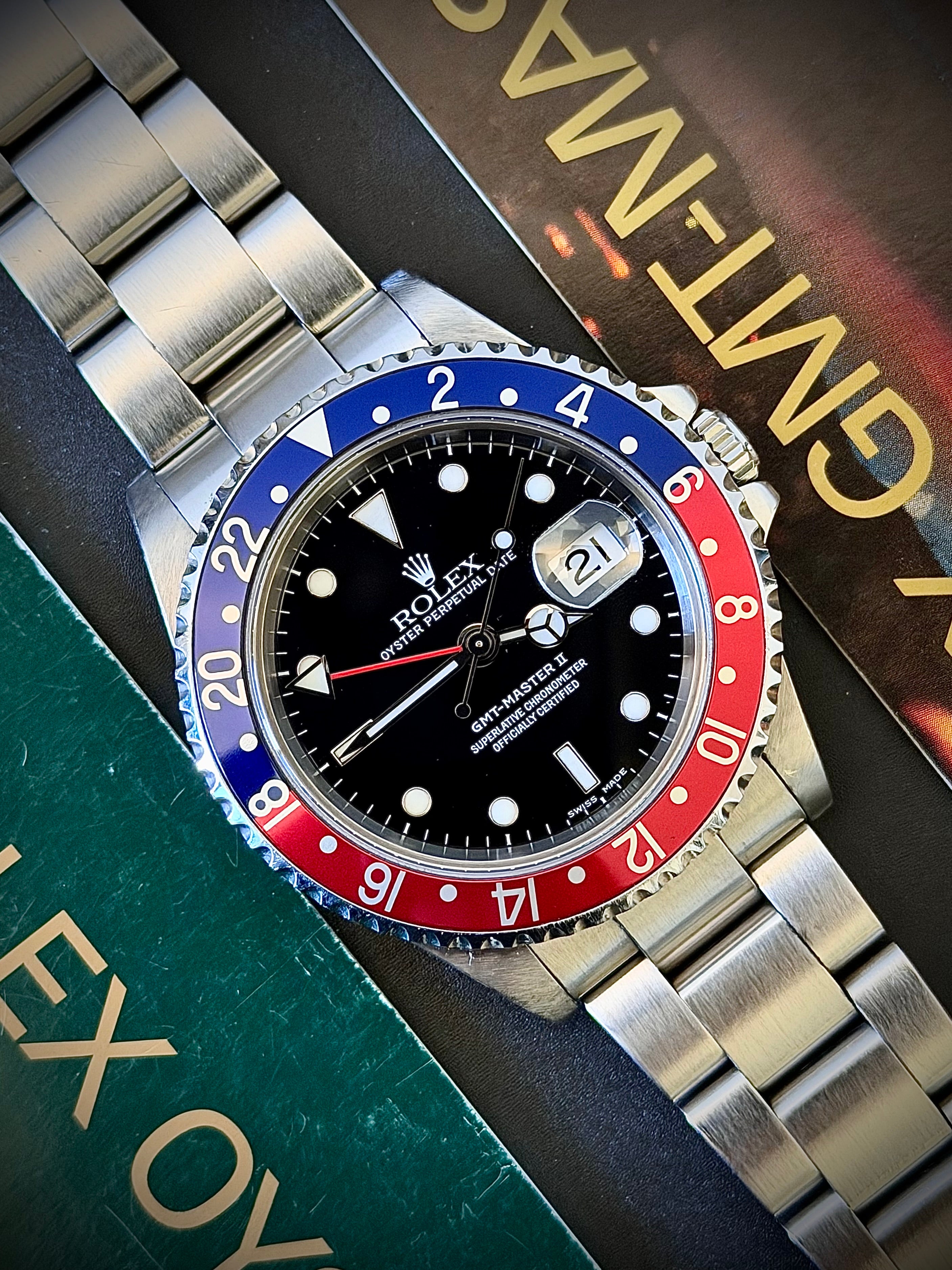 2003 ROLEX GMT-MASTER II, 16710 “PEPSI”, FULL COLLECTOR’S SET, WITH RSC, INC GST