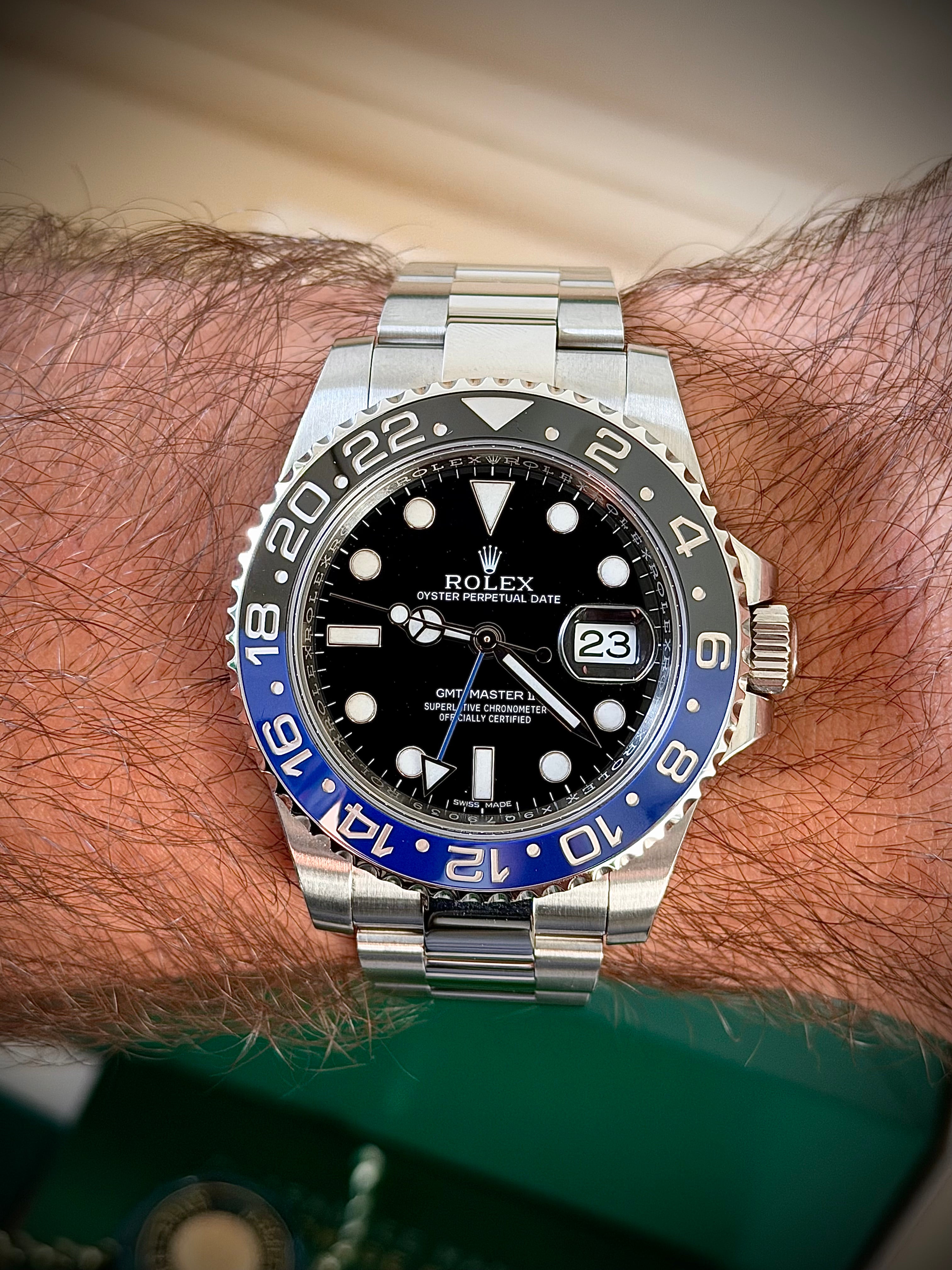 2016 ROLEX GMT MASTER II, BATMAN, 116710BLNR, FULL SET, INC GST