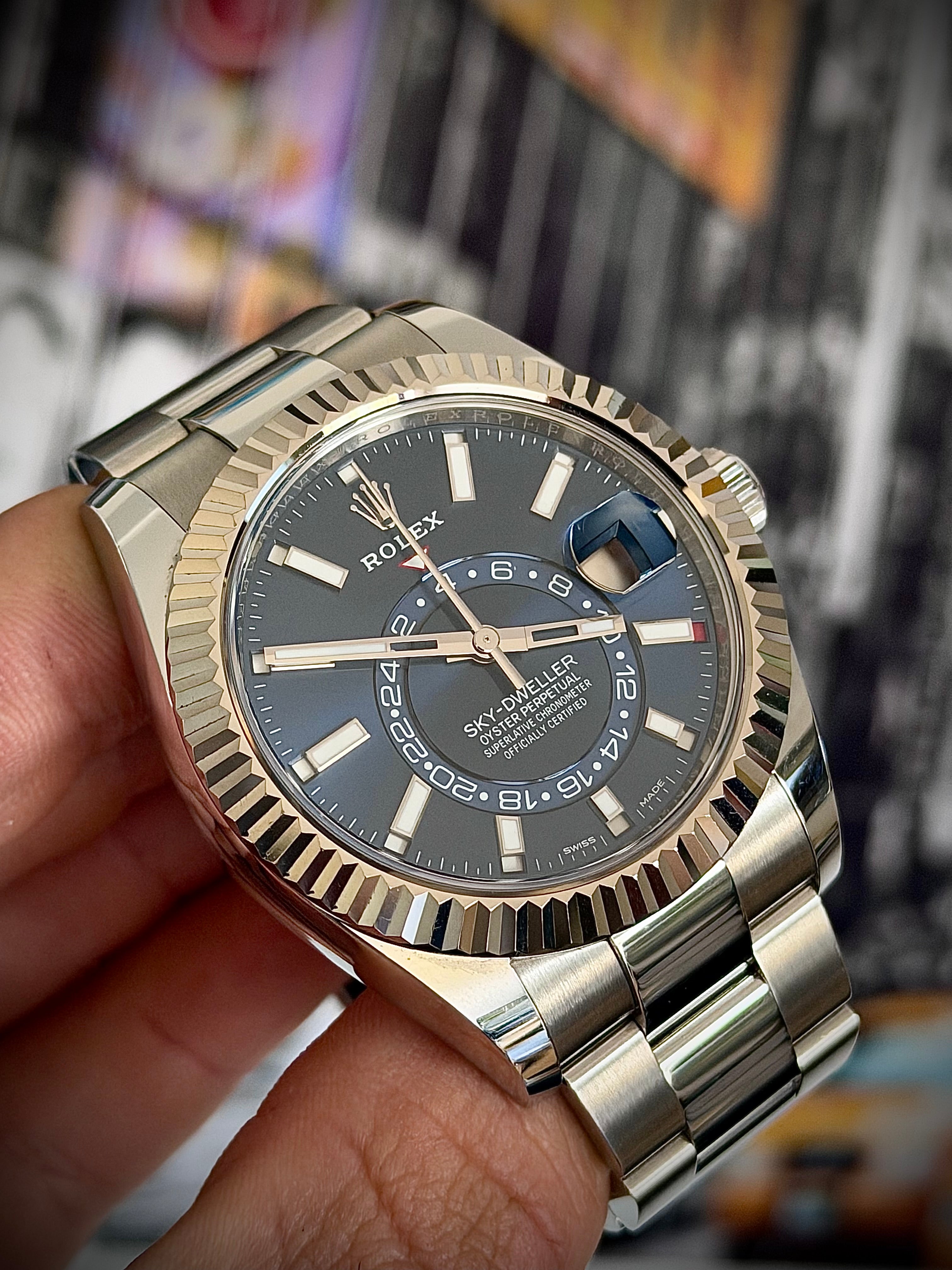 2018 ROLEX SKY DWELLER, BLUE DIAL, OYSTER, 326934, FULL SET, INC GST