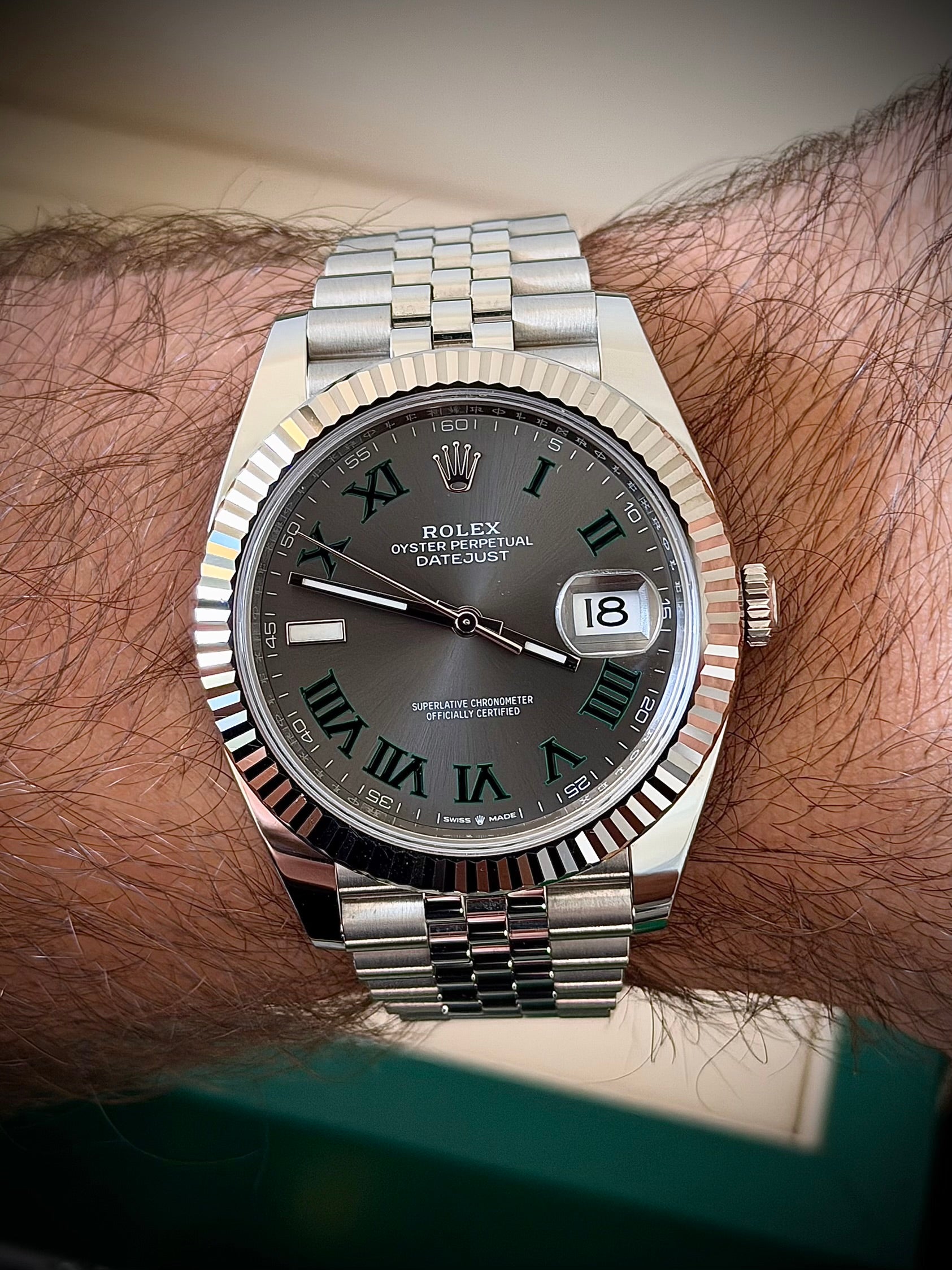 2024 ROLEX DATEJUST 41, WIMBLEDON DIAL, 126334, FULL SET, INC GST