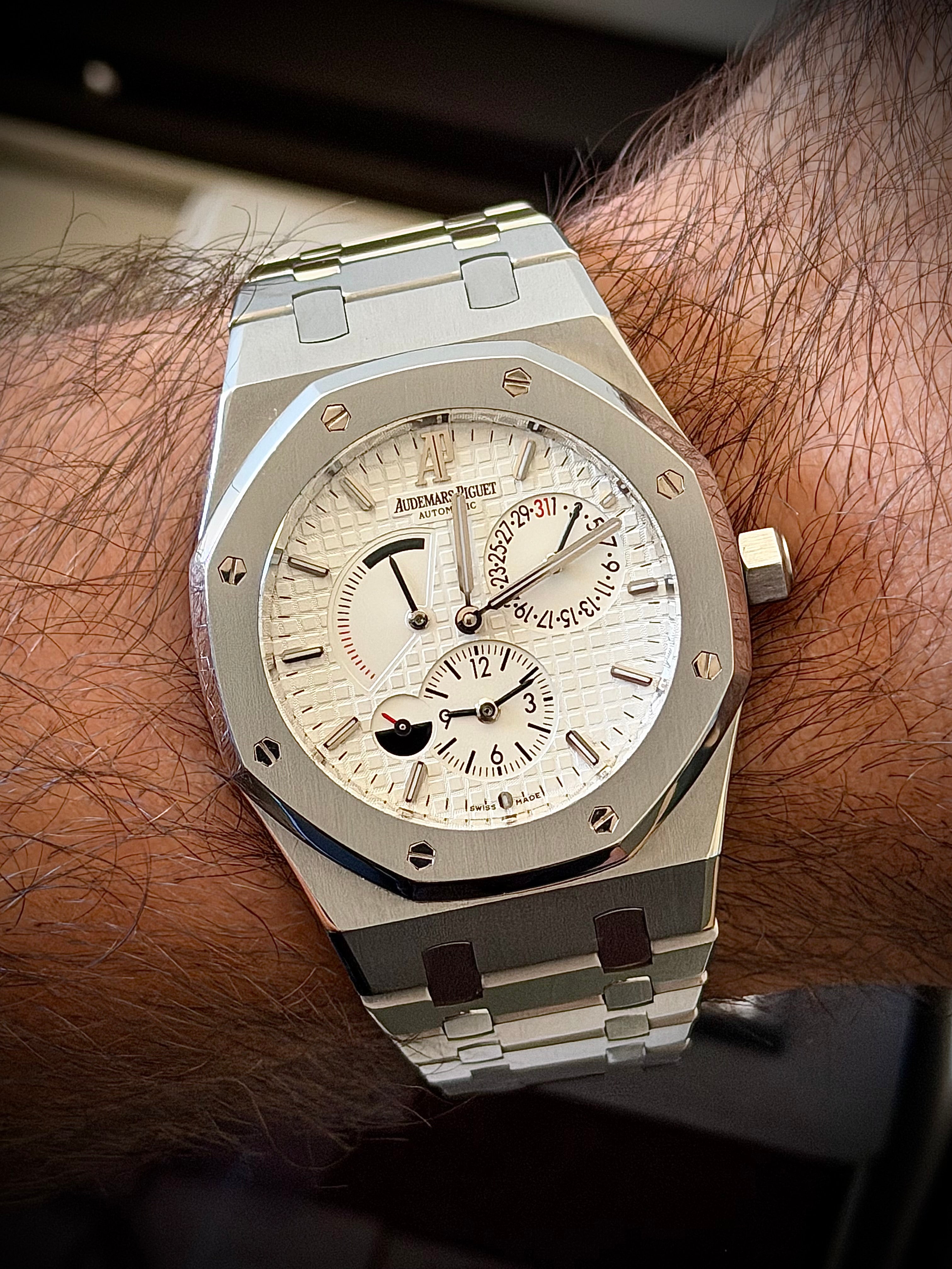 2010 AUDEMARS PIGUET ROYAL WHITE DIAL, DUAL TIME, 26120ST, FULL SET, INC GST