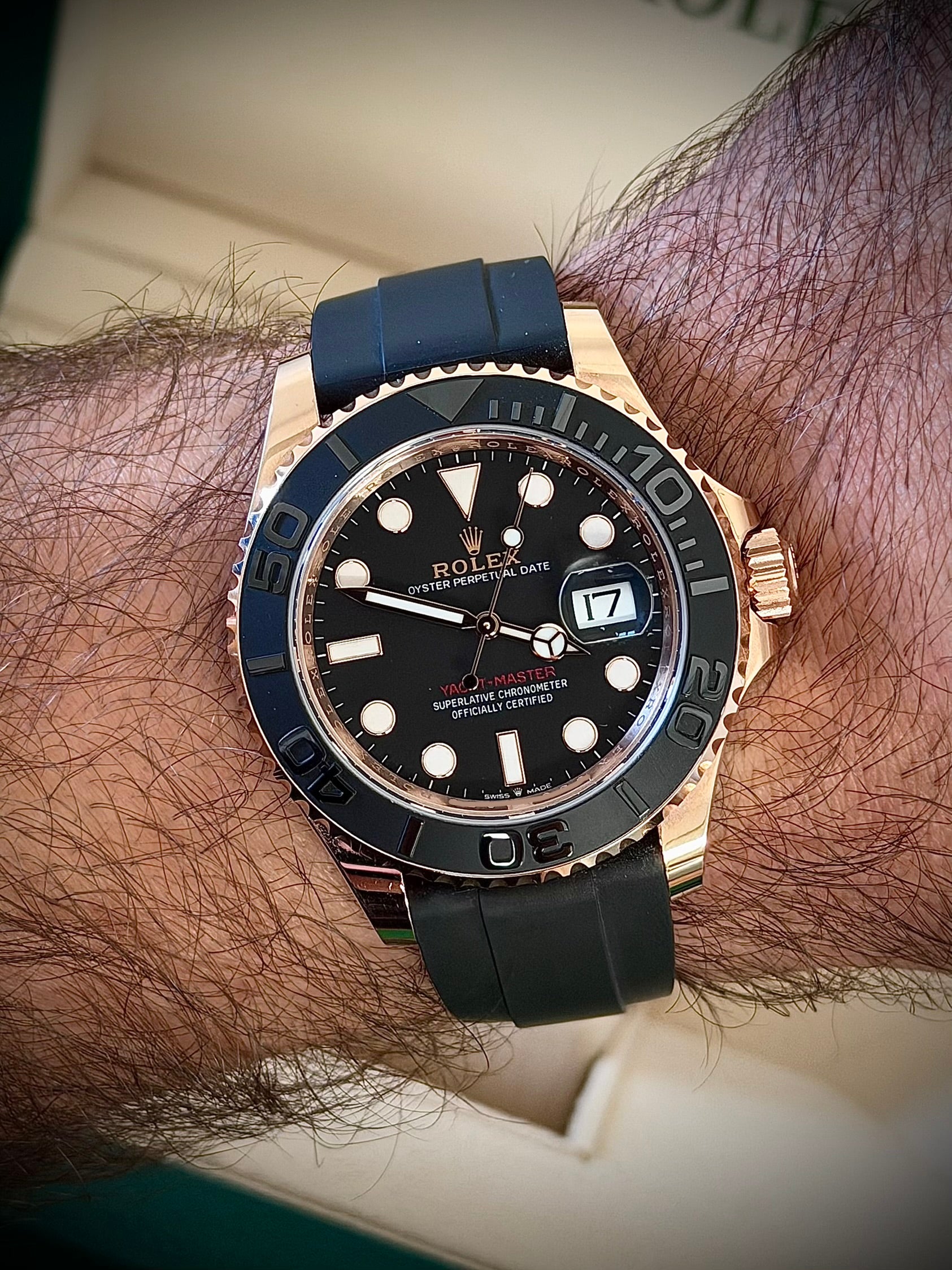 2024 ROLEX YACHT-MASTER 40, 126655, 18CT EVEROSE GOLD, OYSTERFLEX, FULL SET, INC GST