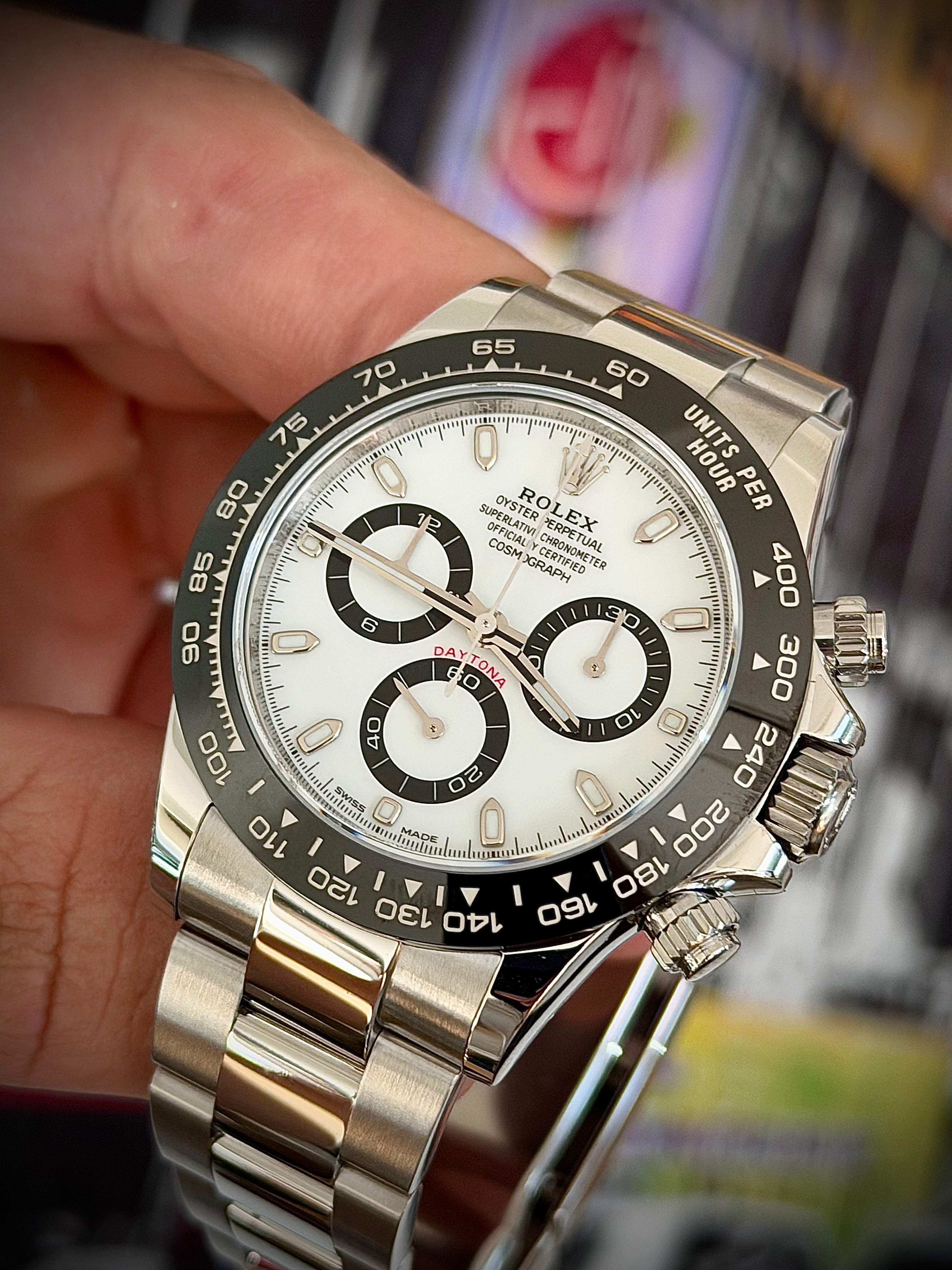 2022 ROLEX COSMOGRAPH DAYTONA, “PANDA” 116500LN, NEAR NEW FACTORY STICKERED, FULL SET, INC GST