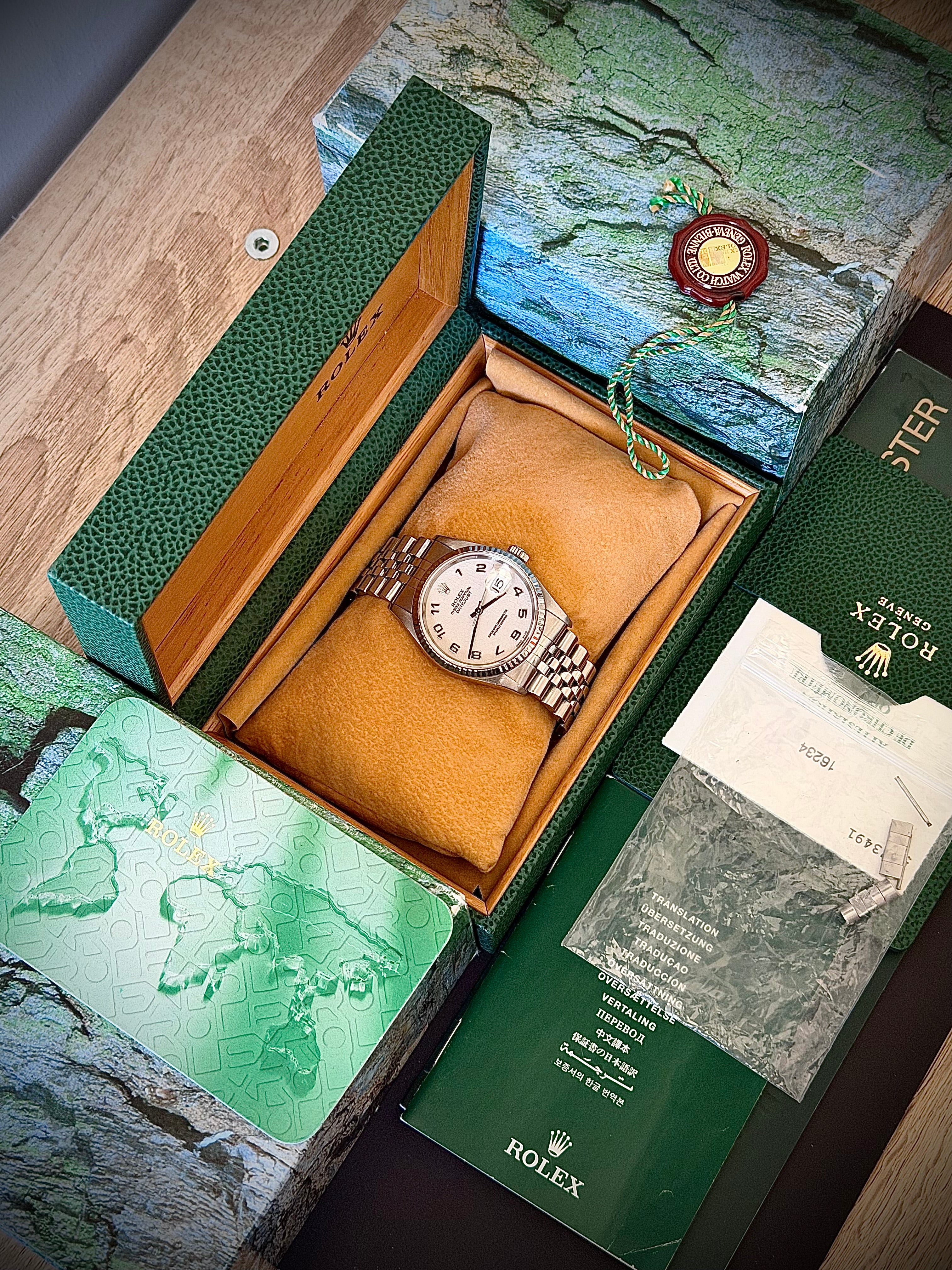 2001 ROLEX DATEJUST 36, 16234, WHITE COMPUTER DIAL, BOX AND PAPERS, INC GST