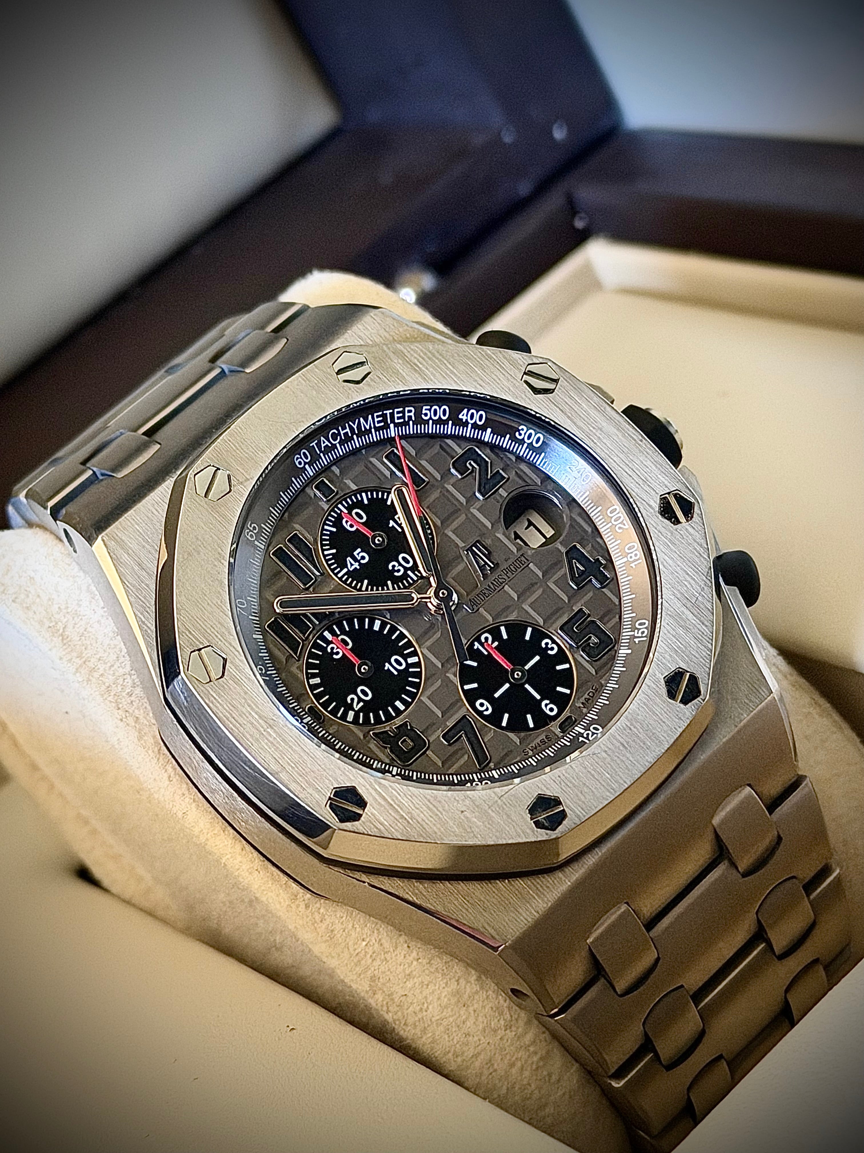 2013 AUDEMARS PIGUET ROYAL OAK OFFSHORE CHRONOGRAPH, 26170TI.OO.1000TI.01, TITANIUM BRACELET, FULL SET, INC GST