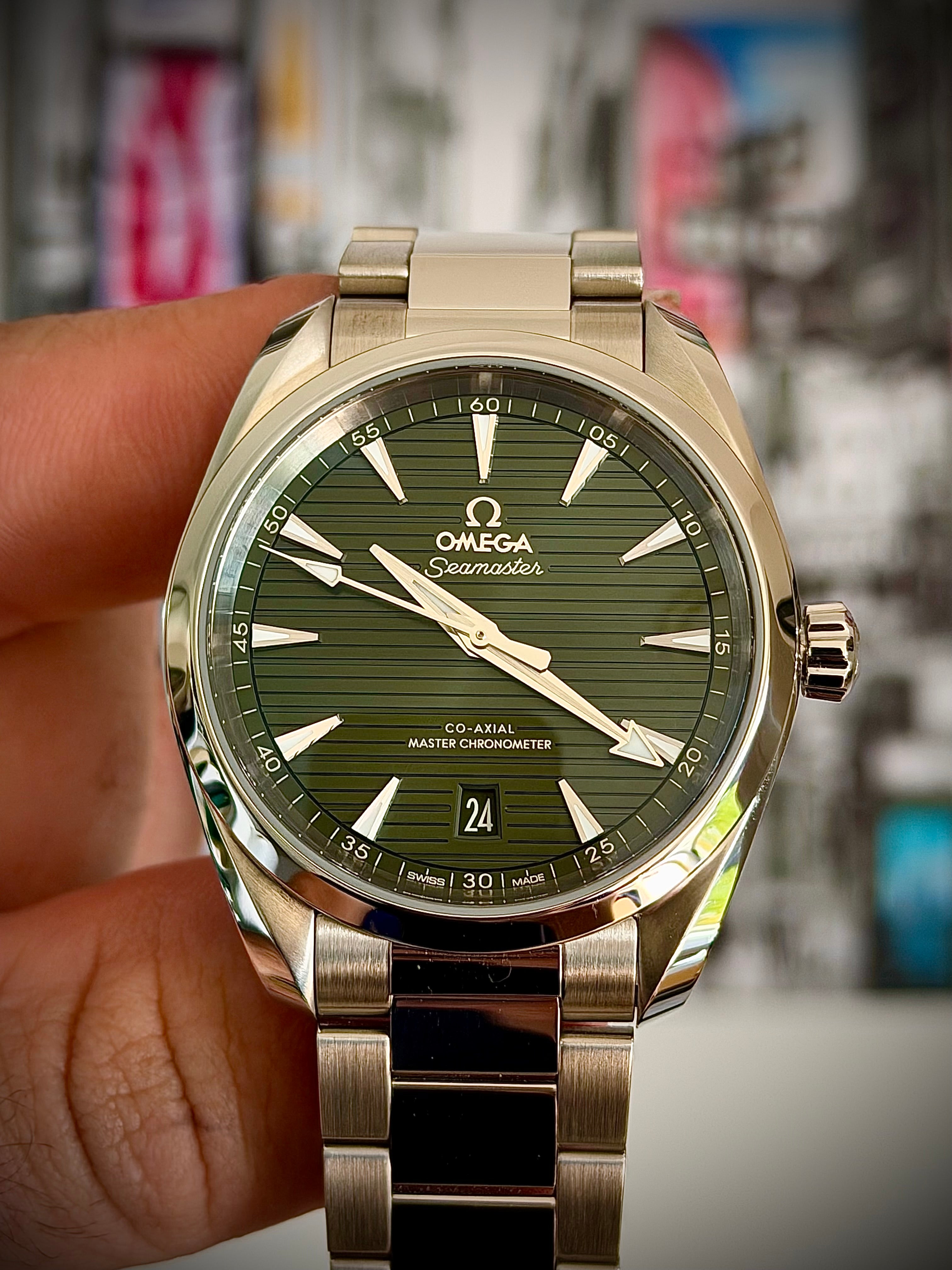 2025 OMEGA AQUA TERRA 150M 38, GREEN DIAL, FULL SET, INC GST