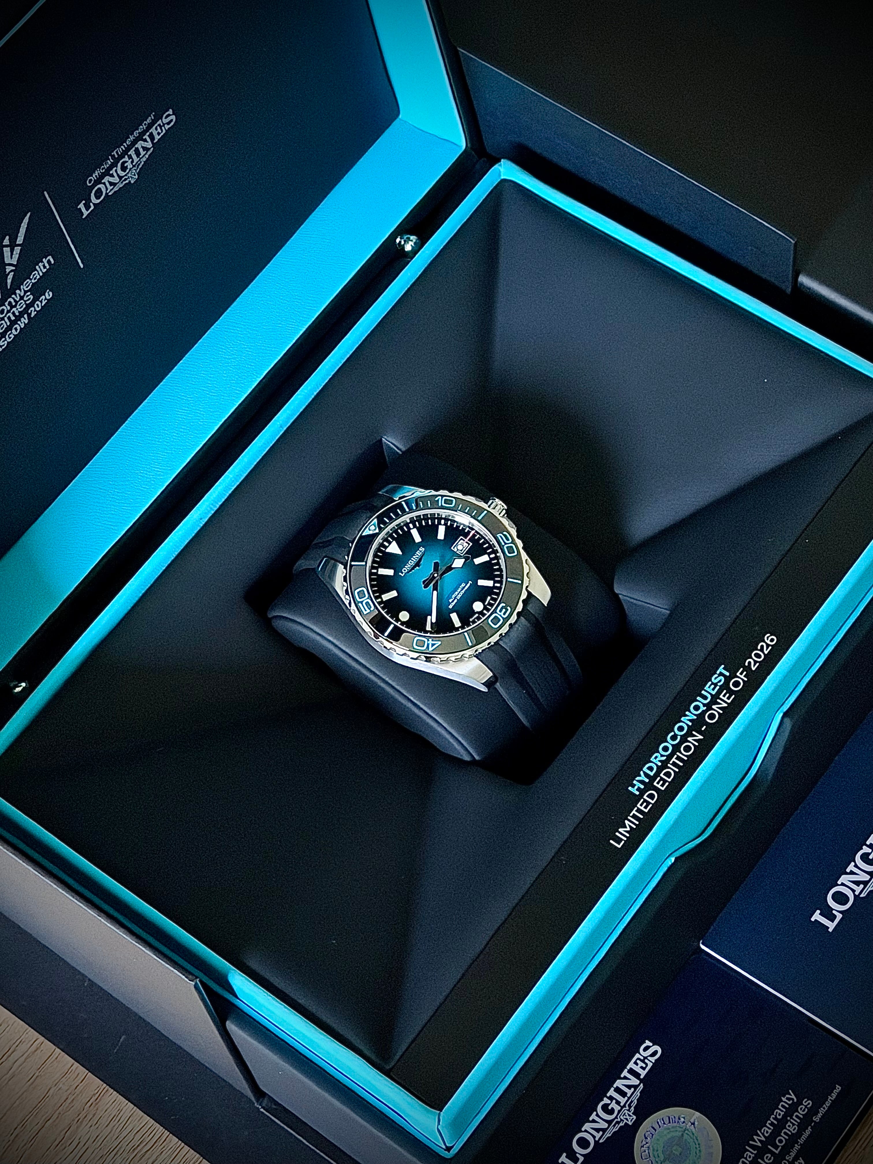 2026 LONGINES HYDROCONQUEST COMMONWEALTH GAMES LIMITED EDITION, L3.788.4.09.9, FULL SET, INC GST