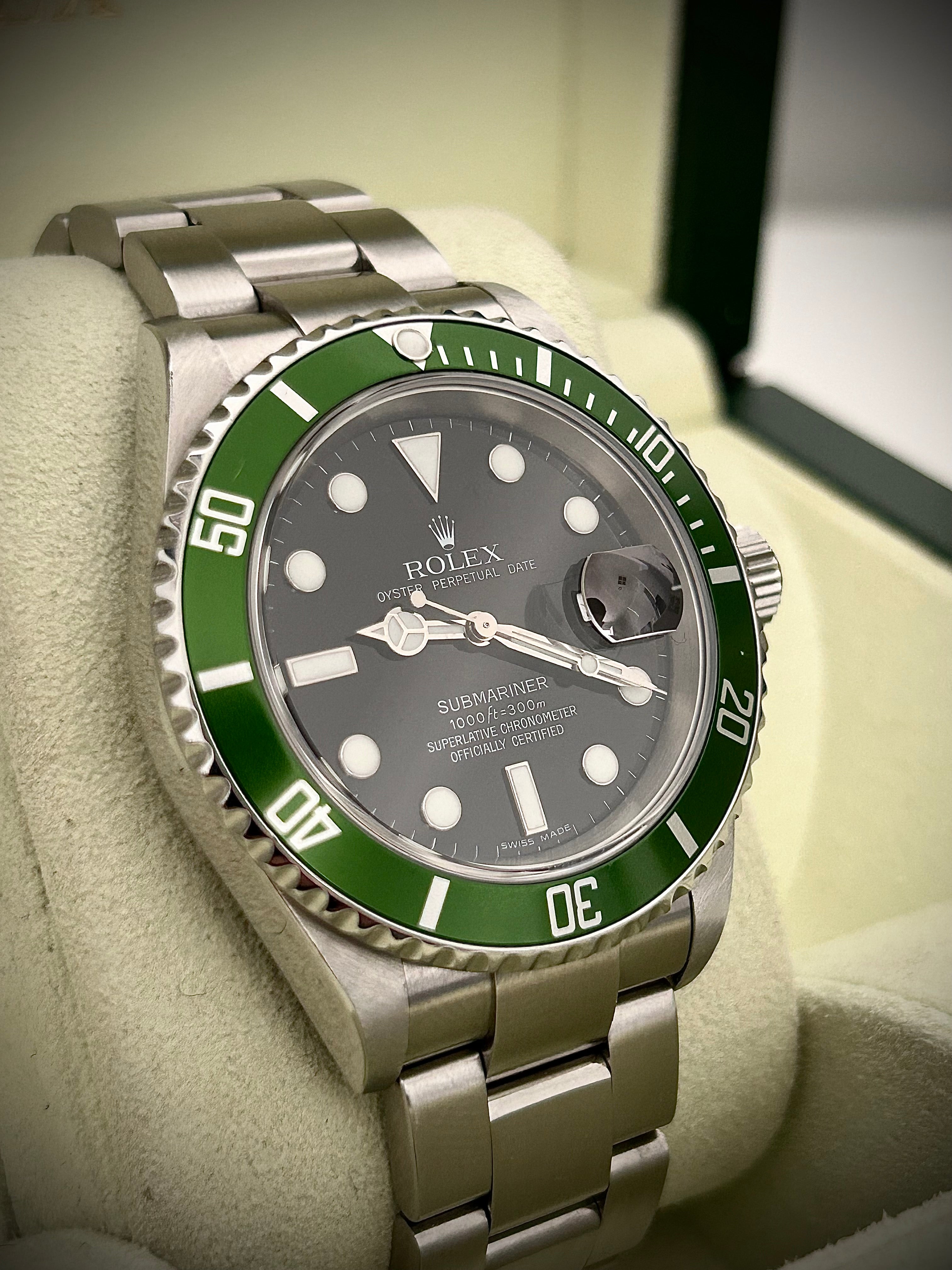 2006 ROLEX SUBMARINER DATE, KERMIT, 16610LV, FULL SET, INC GST