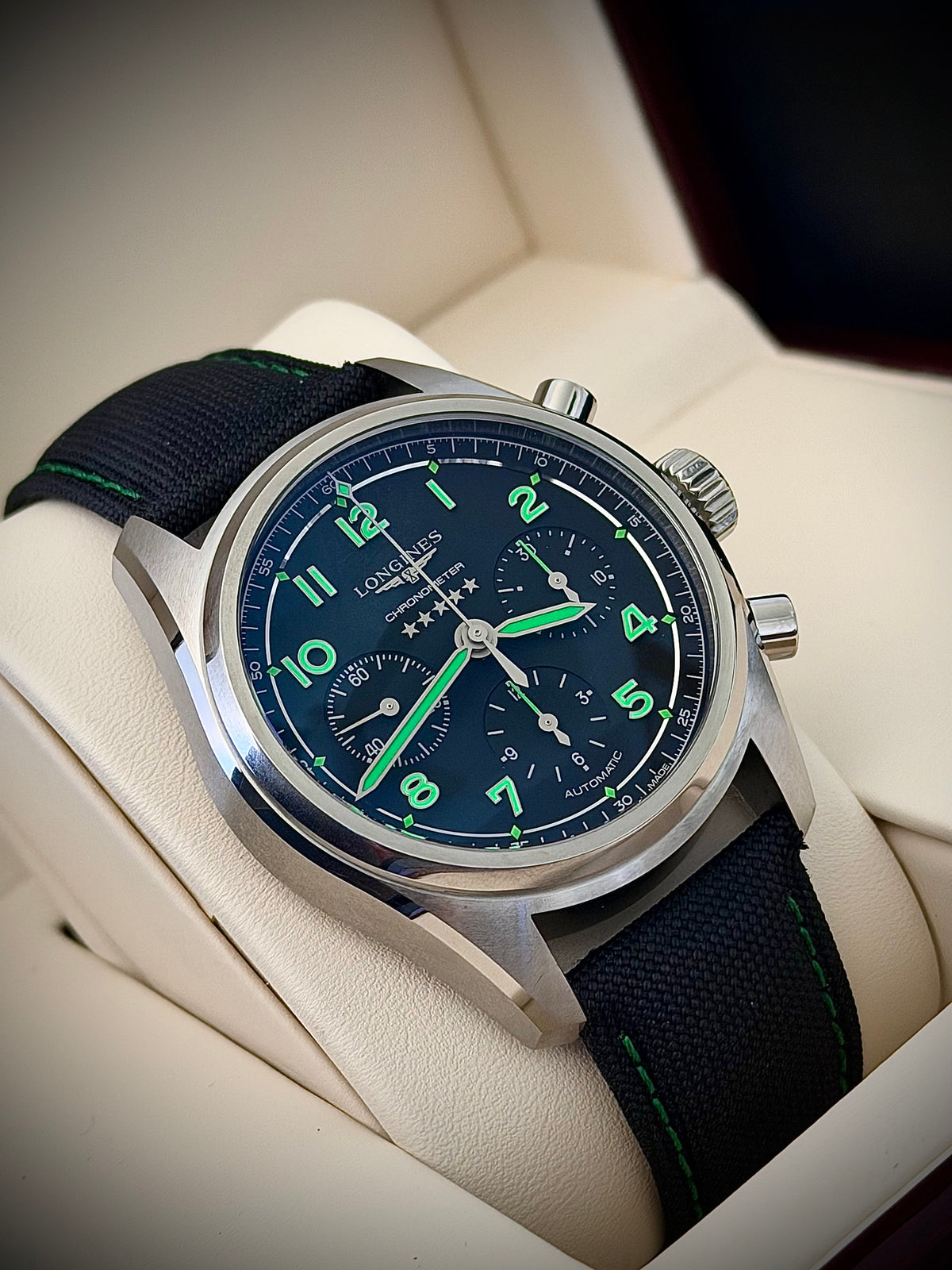 2025 LONGINES SPIRIT PIONEER EDITION CHRONOGRAPH, L3.829.1.53.2, TITANIUM, FULL SET, EXCELLENT CONDITION, INC GST
