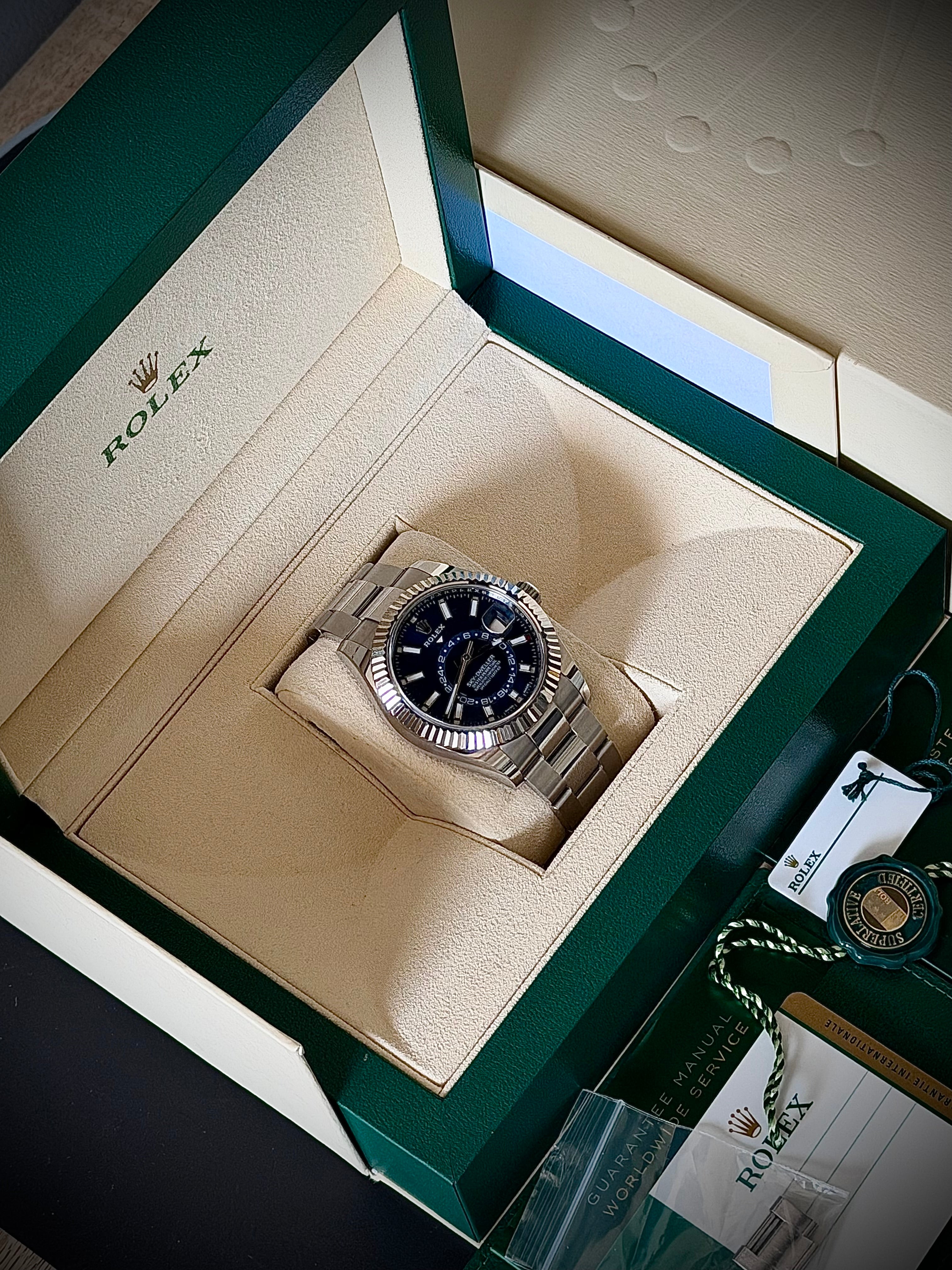 2018 ROLEX SKY DWELLER, BLUE DIAL, OYSTER, 326934, FULL SET, INC GST