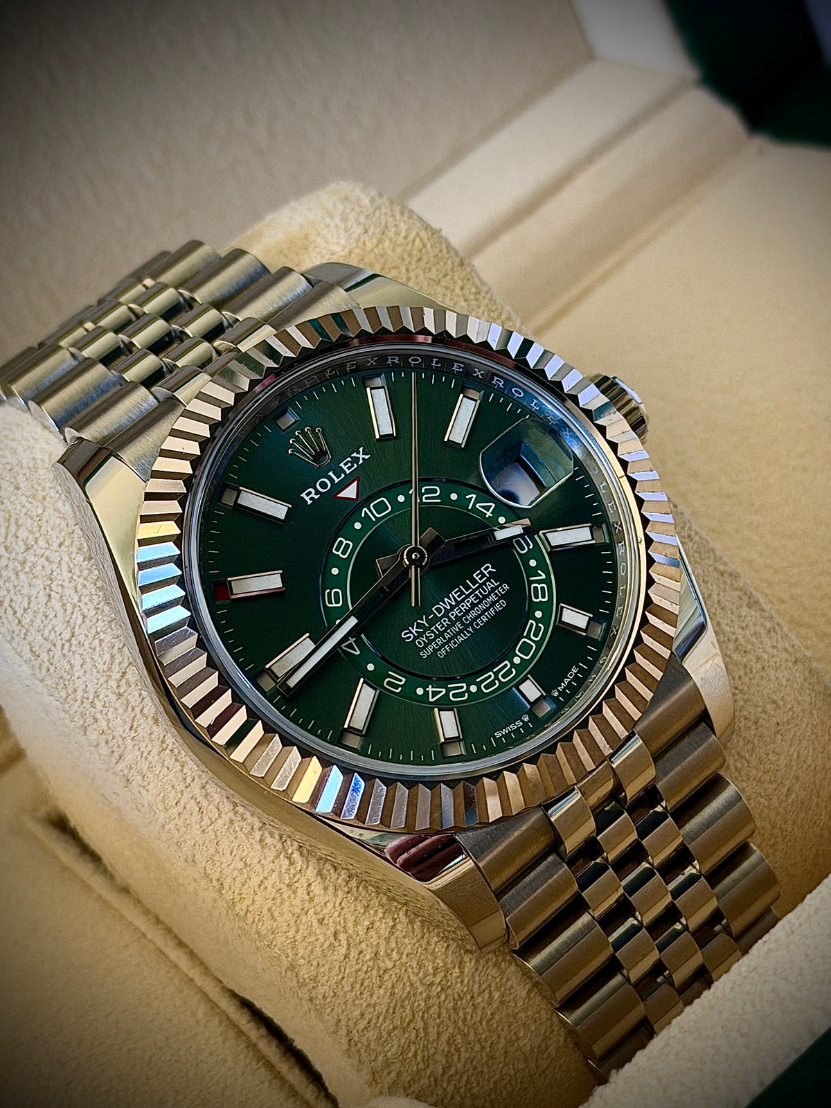 2024 ROLEX SKY-DWELLER, 336934, MINT GREEN DIAL, JUBILEE BRACELET, FULL SET, EXCELLENT CONDITION, INC GST