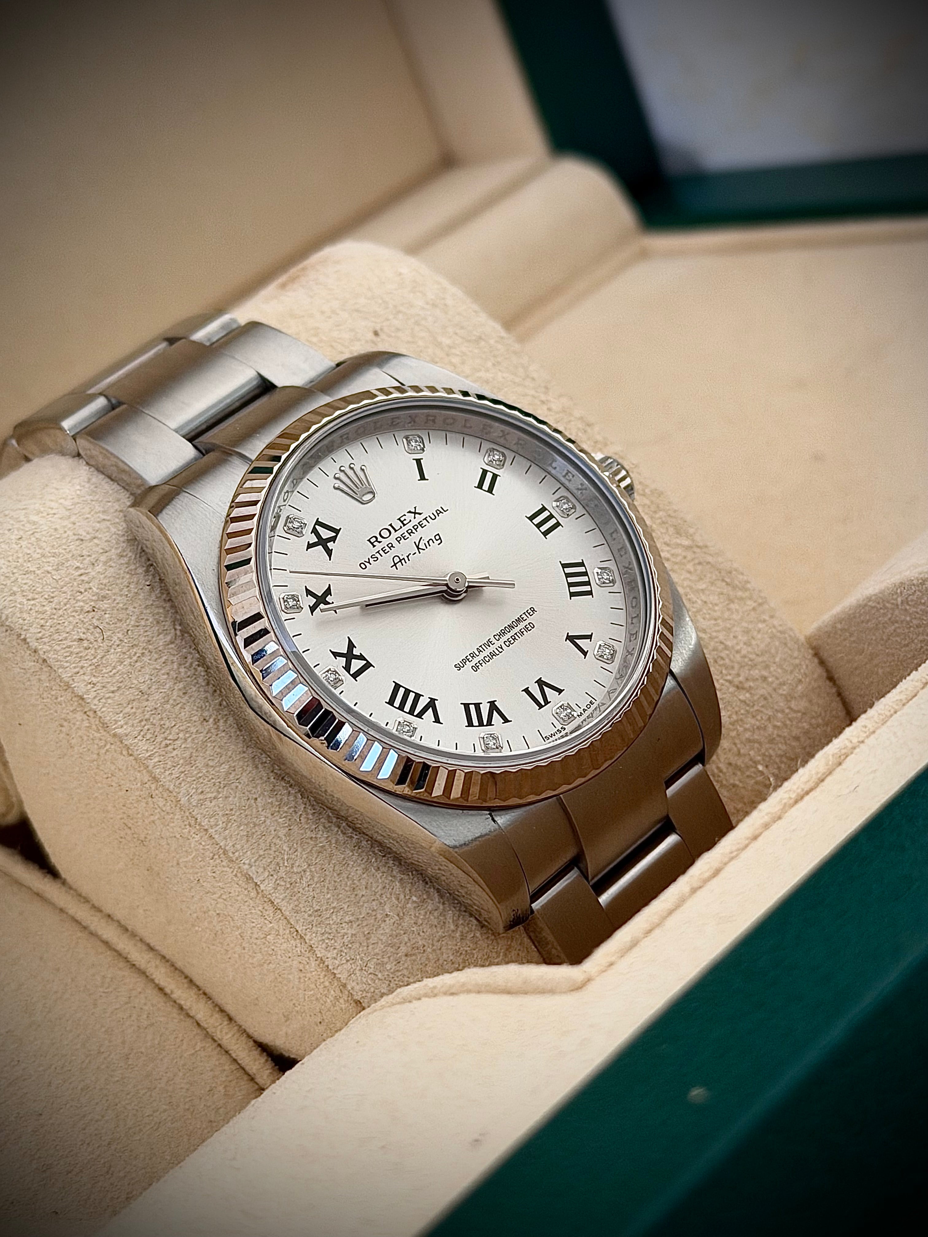 2015 ROLEX AIR-KING 34, 114234, DIAMOND DIAL, FULL SET, INC GST